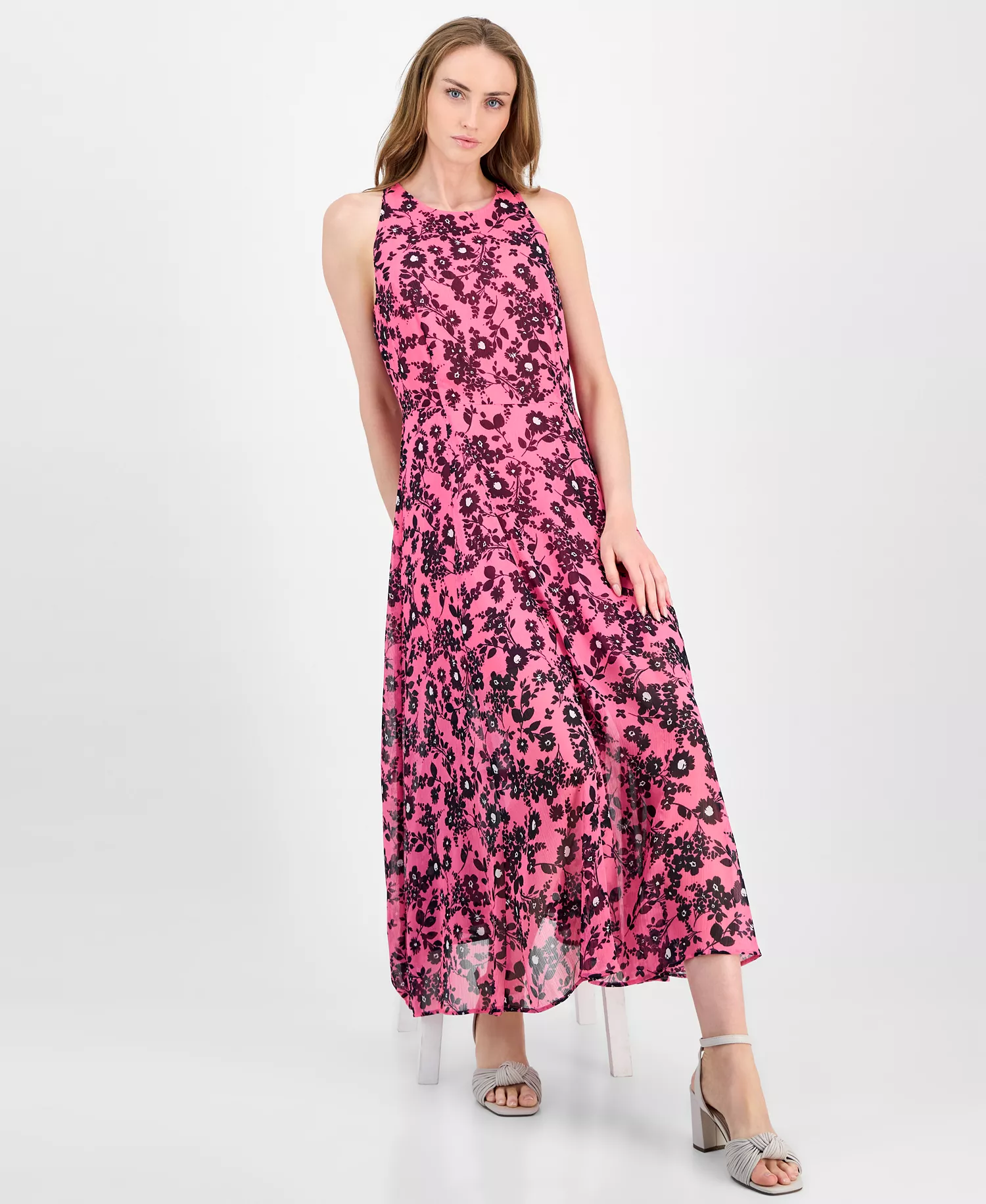 Women's Floral Sleeveless Maxi Dress - Dahlia/ Sky Captain - 16