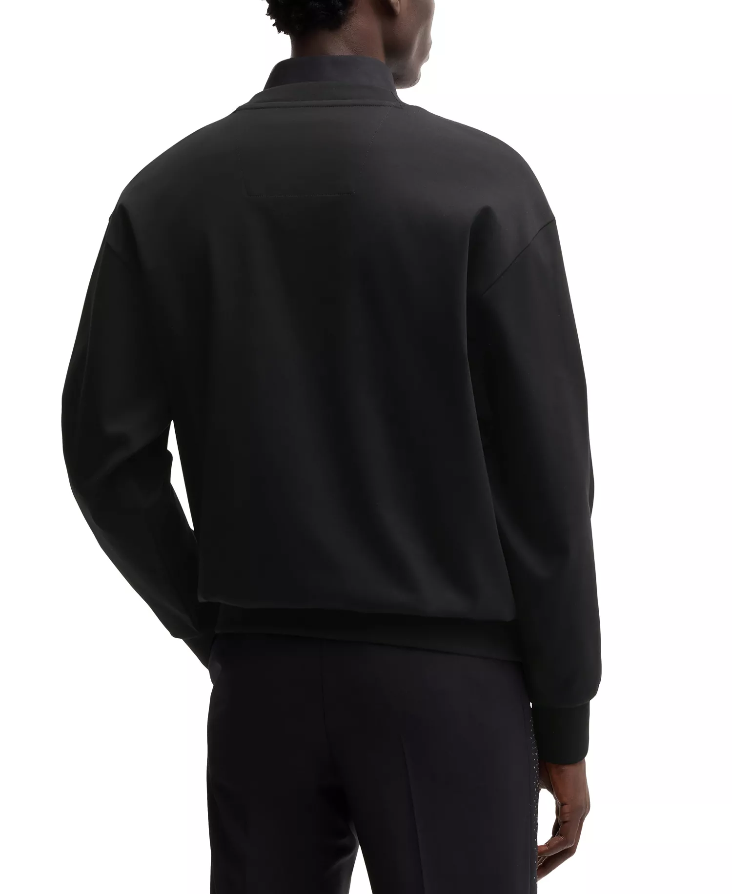 Men's Relaxed Fit Monogram Cotton Sweatshirt - Black - 2XL