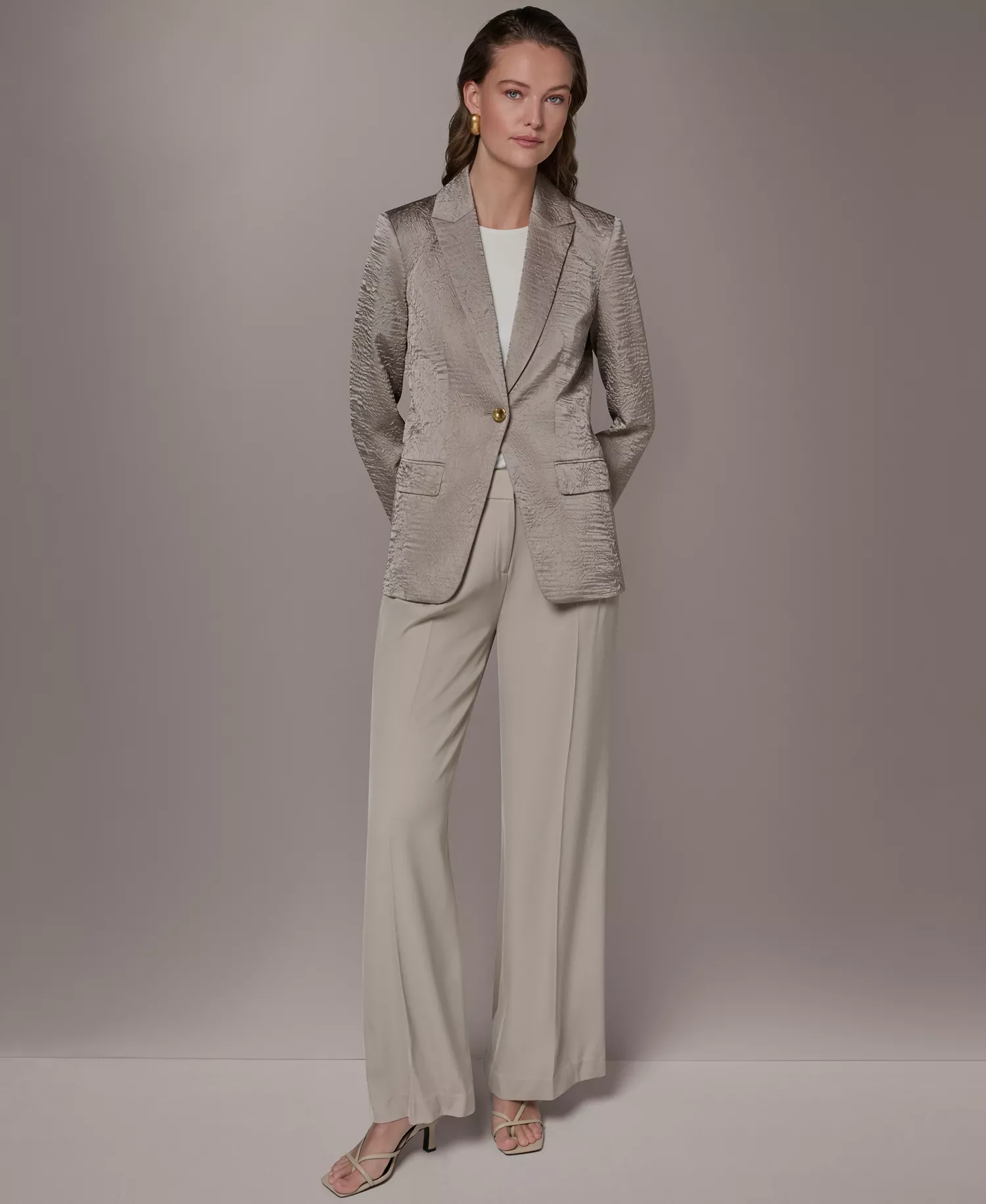 Women's Novelty One-Button Peak Lapel Blazer - Turin - 0