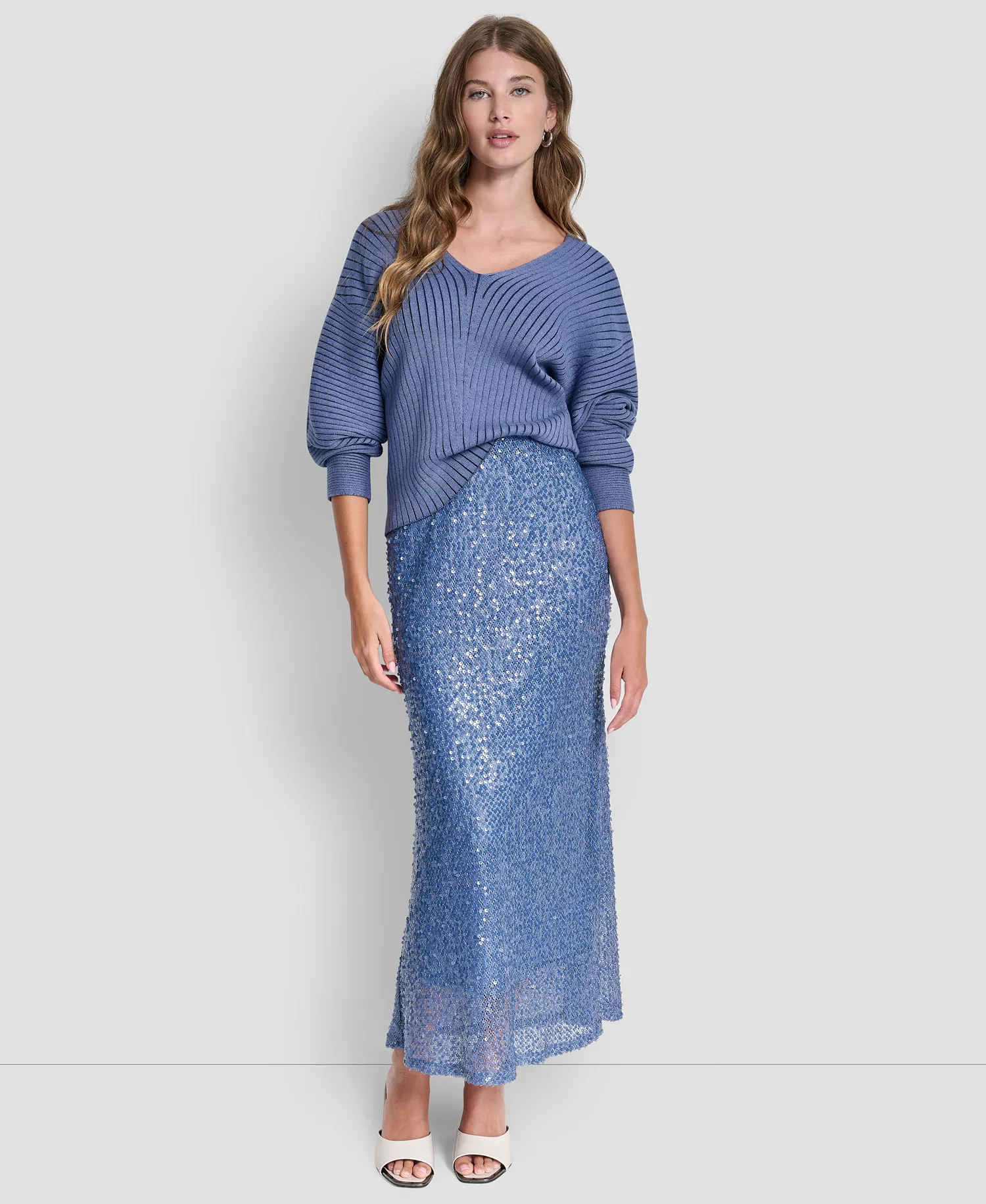 Women's Pull-On Knit Sequin Skirt - Liberty Sky - L