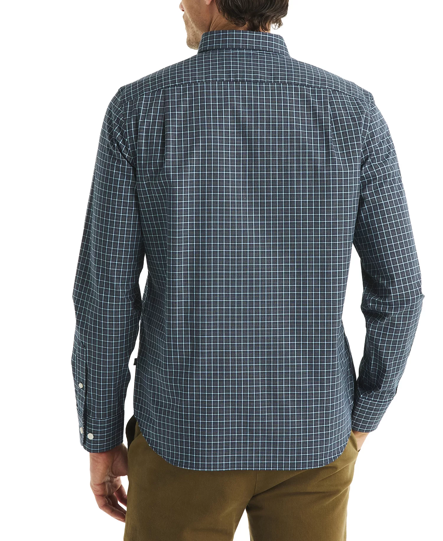 Men's Plaid Print Long Sleeve Shirt - Navy Seas - S