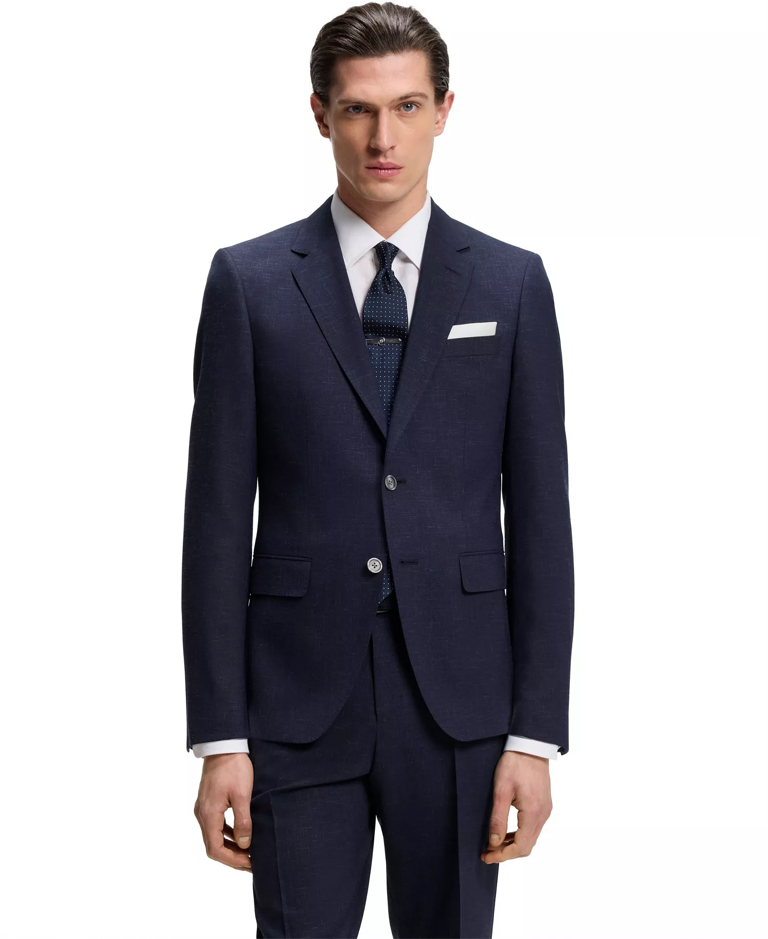 BOSS by Men's Micro-Patterned 2-Piece Slim-Fit Suit - Dark Blue - 36R
