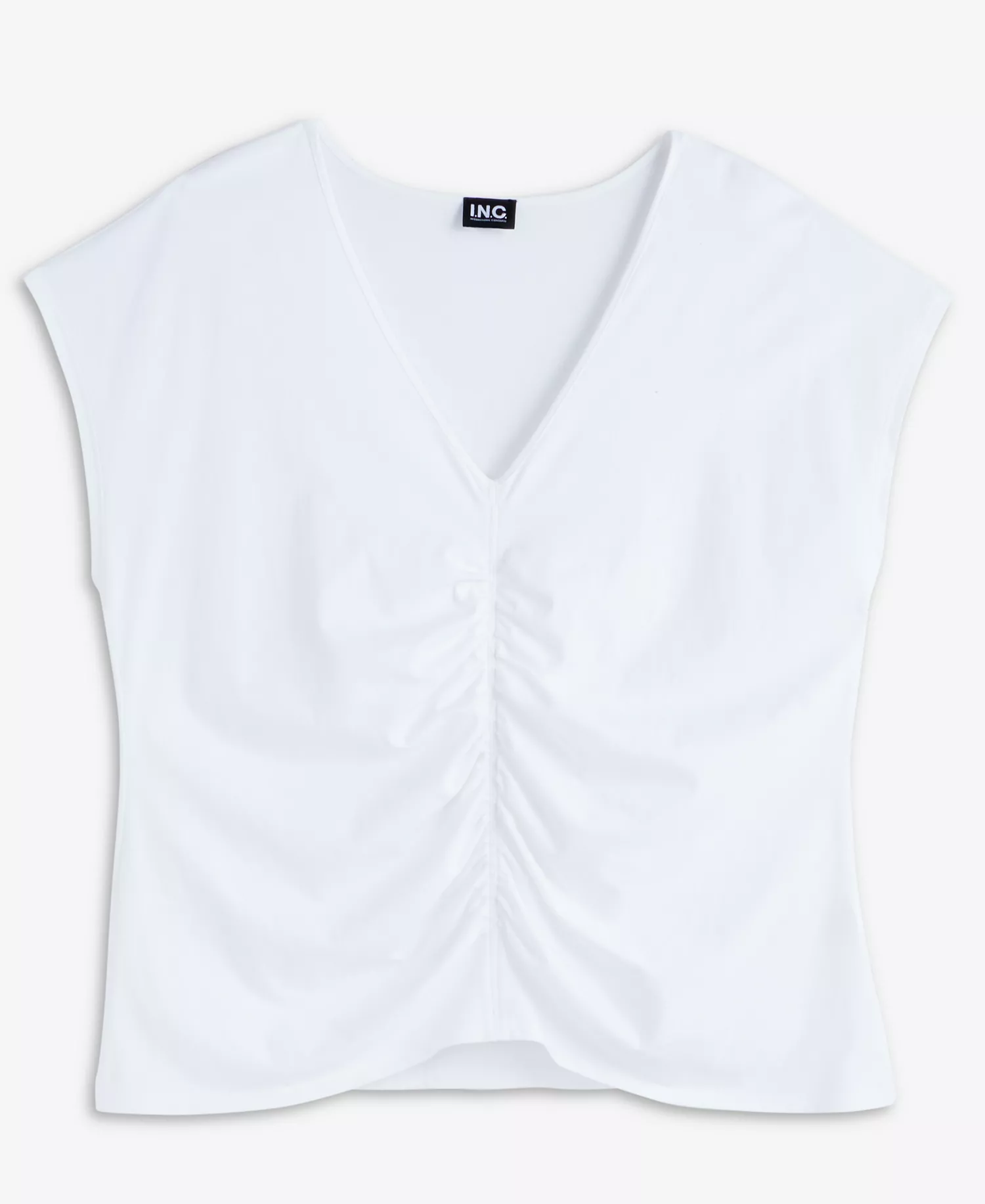 Plus Size Cotton Ruched Top, Macy's Exclusive - Bright White - 0X