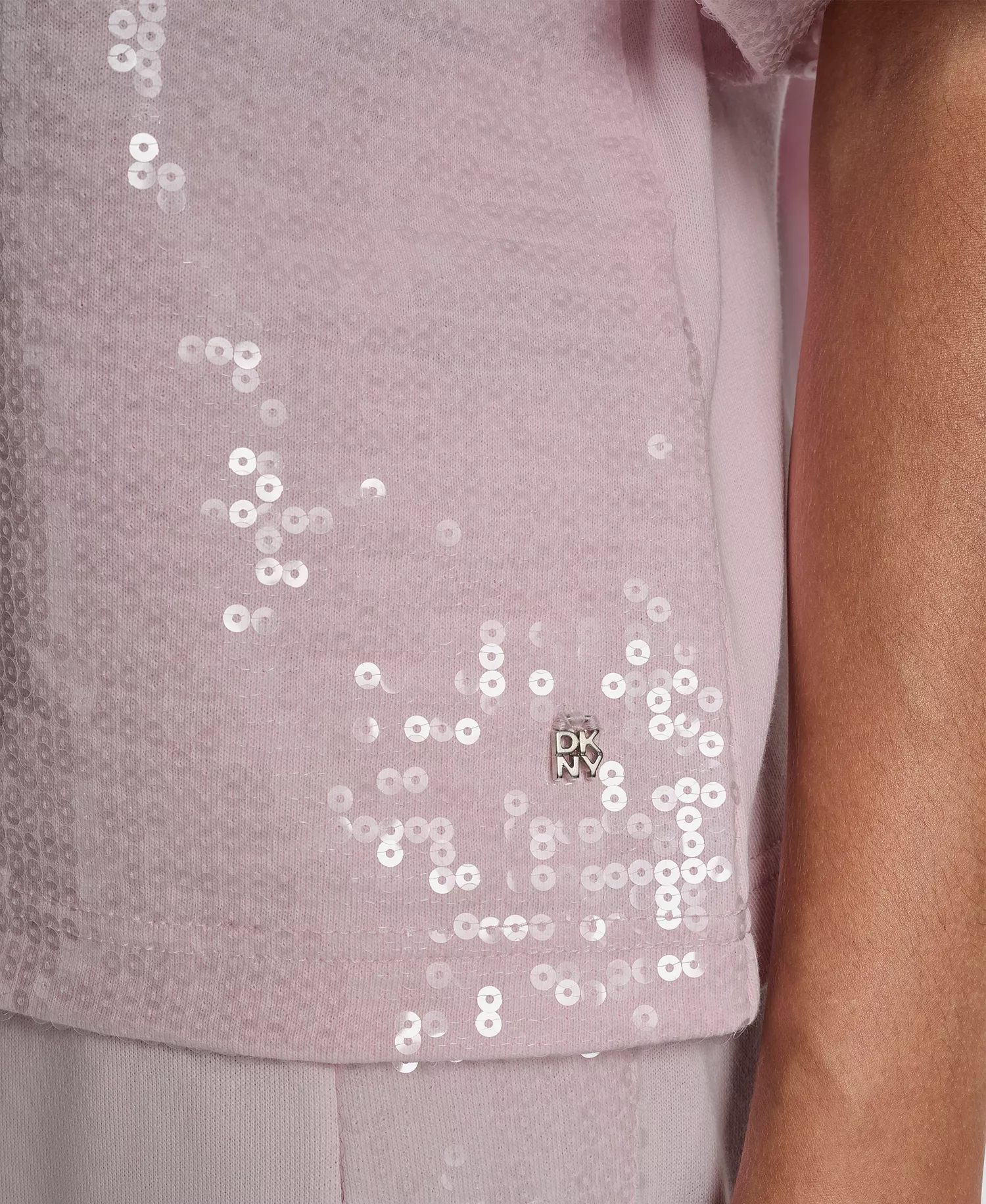 Women's Sequin Crew Neck Sweatshirt - Pink Moon - L