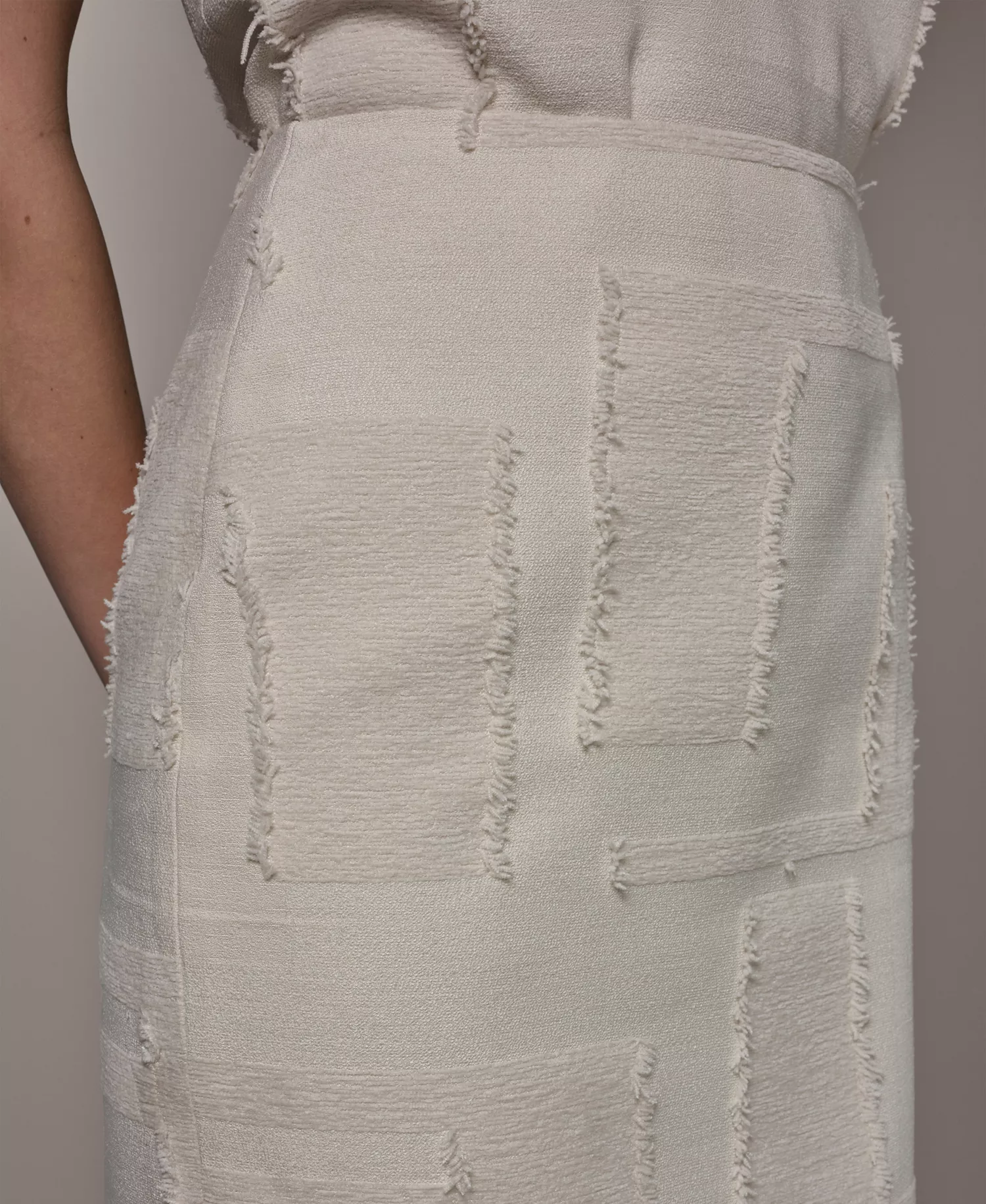 Petite Round Neck Crop Top and Pencil Skirt - Natural - 0P