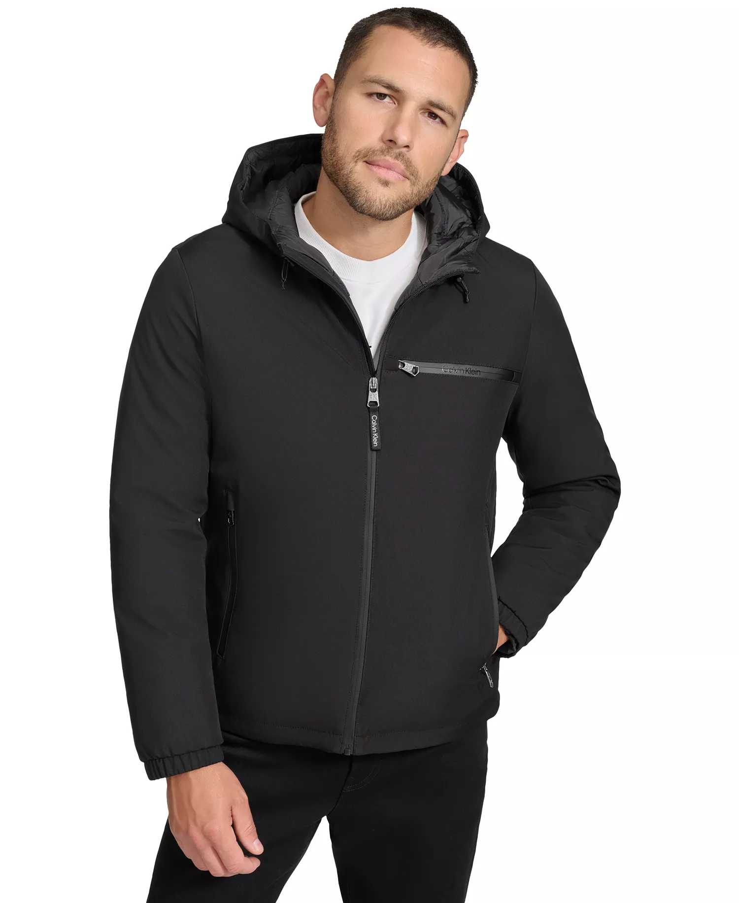 Men's Infinite Stretch Water-Resistant Hooded Jacket - Black - 2XL