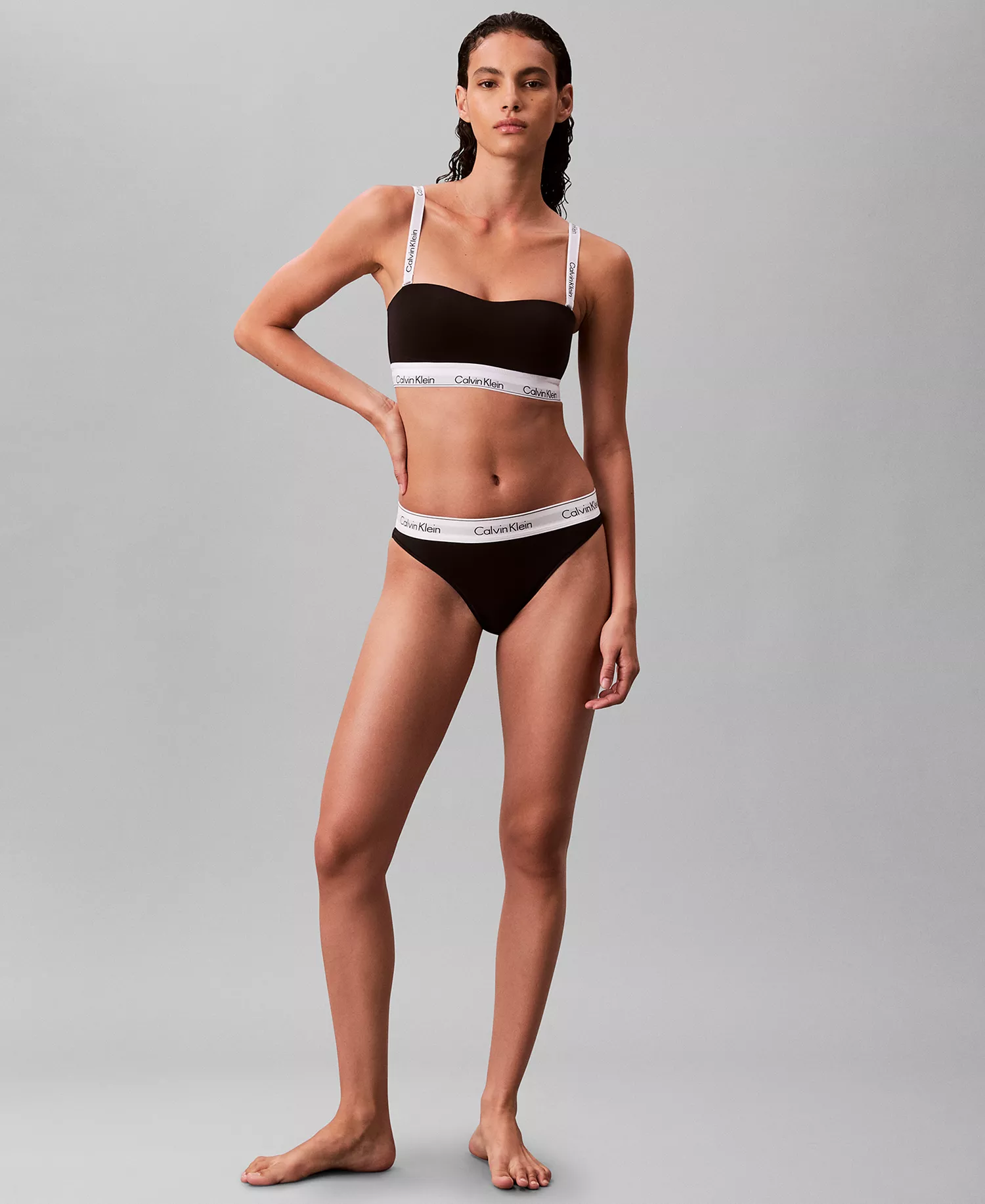 Women's Icon Cotton Bandeau Bra QF8497 - Black - L