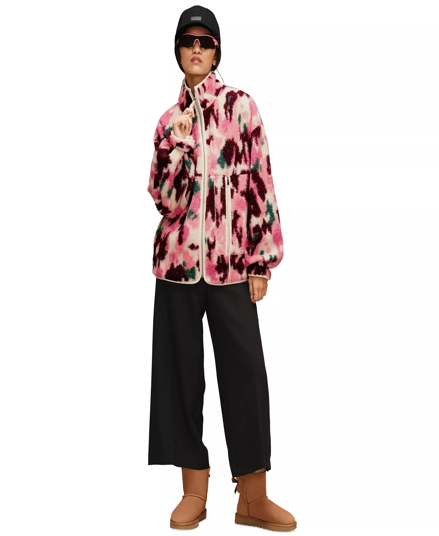 UGG Women's Full-Zip Plush Fleece Jacket - Abstract Multi - L