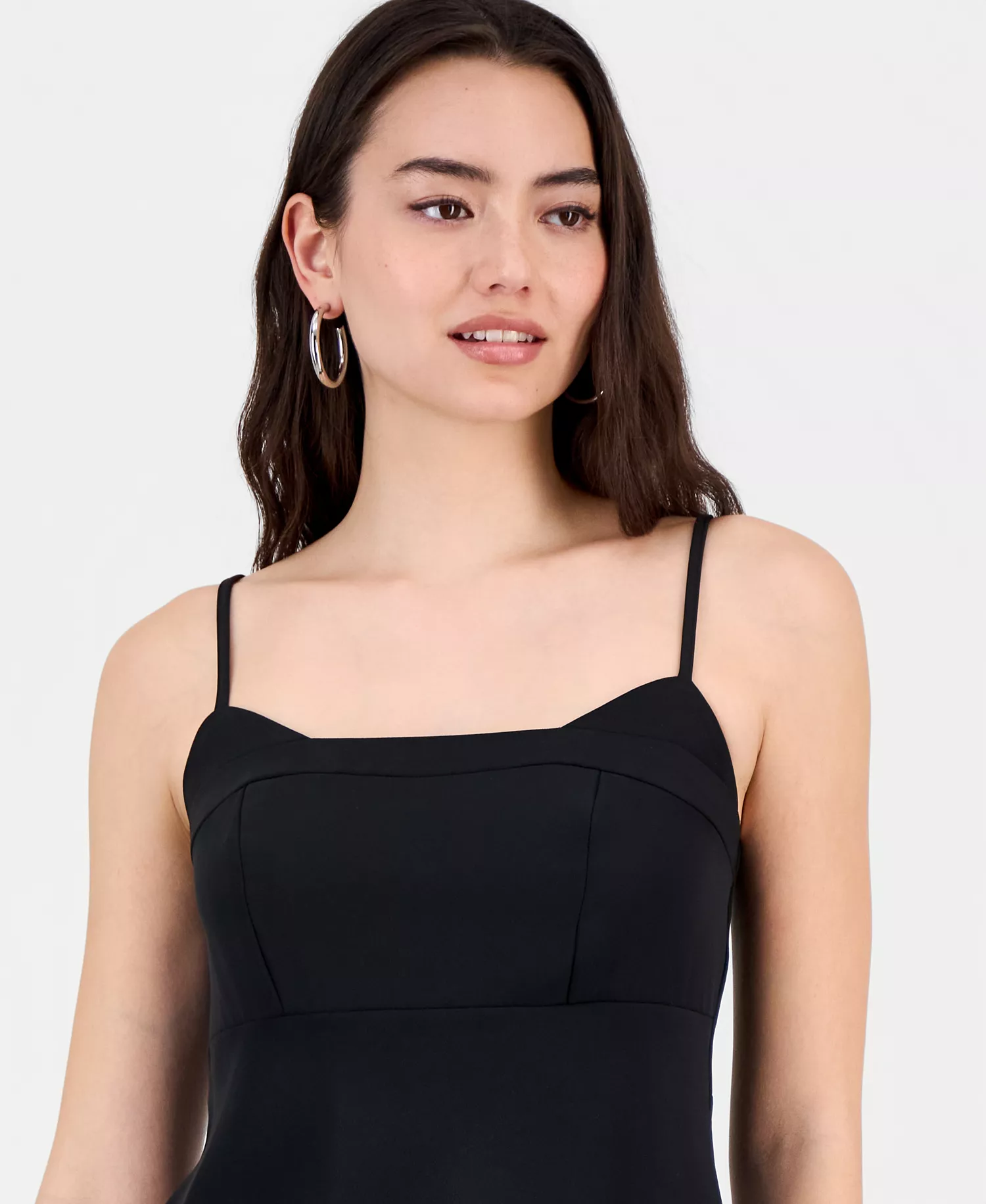 Women's Double Layered Peplum Camisole, Macy's Exclusive - Deep Black - L