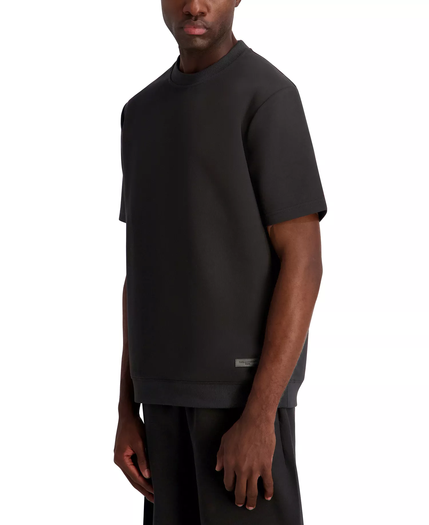Men's Oversized Crewneck Ponte T-Shirt - Black - 2XL