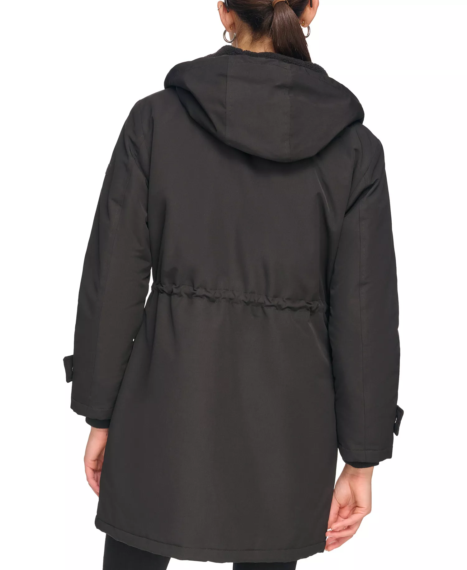 Women's Hooded Anorak Coat - Black - L