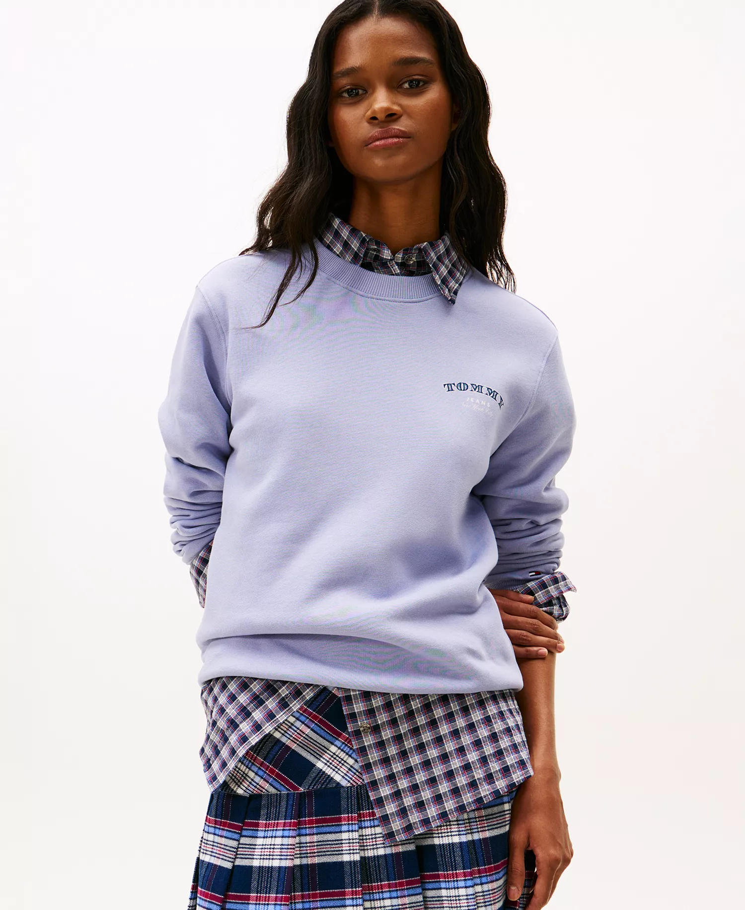 Women's Dollar Stack Logo Crewneck Sweatshirt - Periwinkle Dusk - L