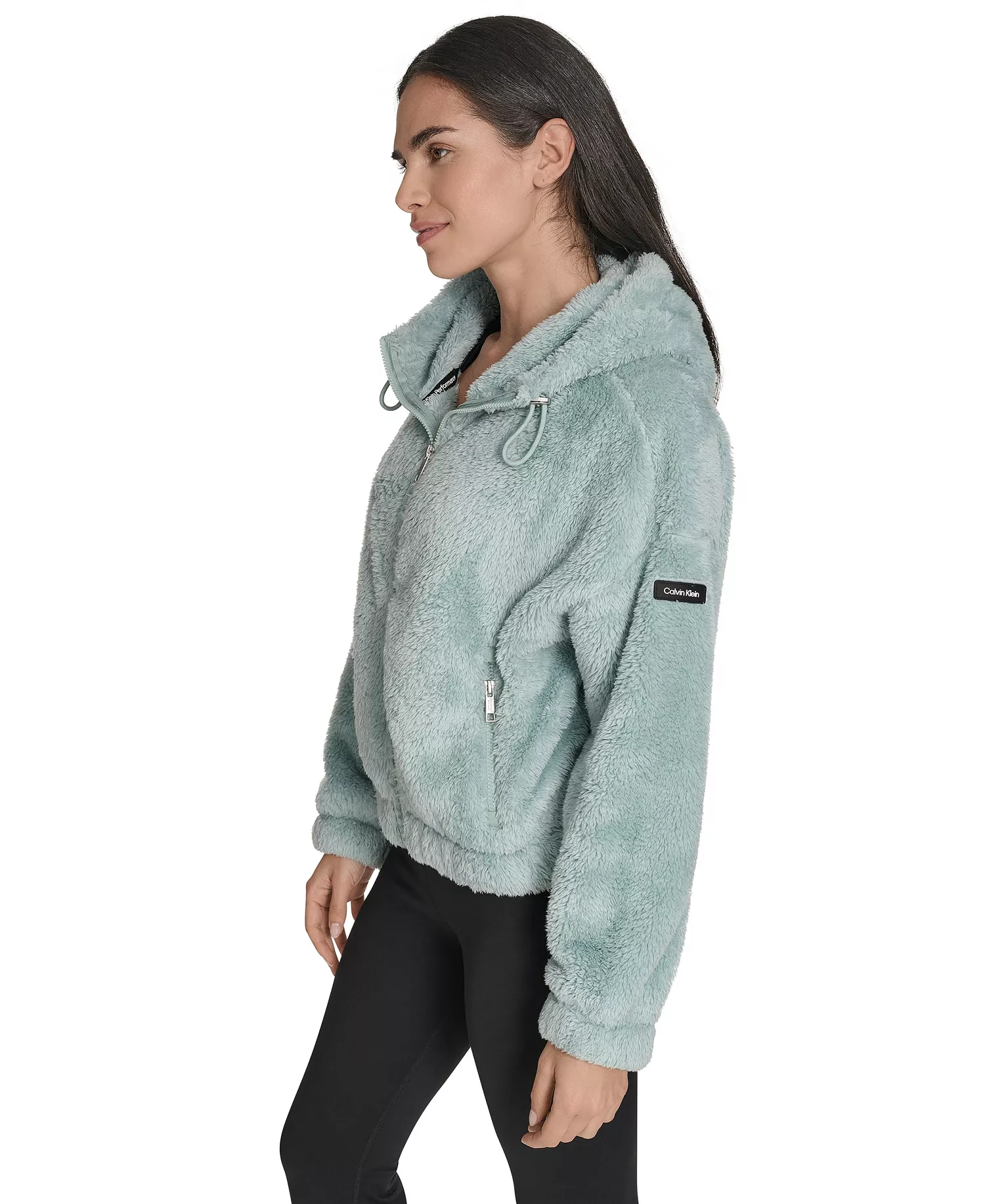 Women's Performance Oversized Hooded Sherpa Jacket - Blue Surf - 2XL