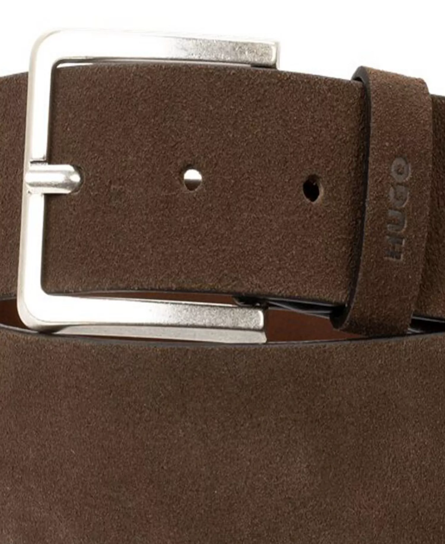 Men's Printed Logo Casual Leather Belt - Dark Brown - 30