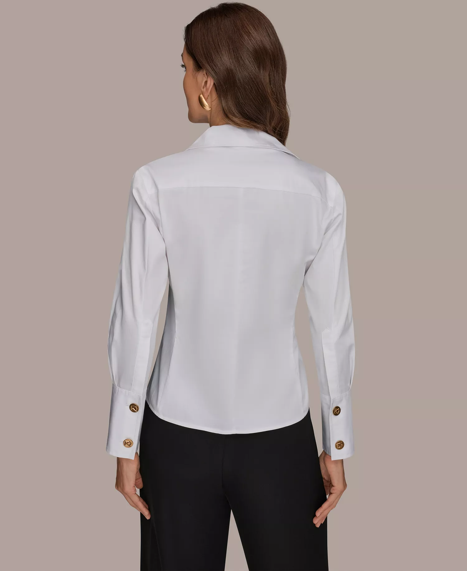Petite Collared Button-Down Shirt - White - P/L