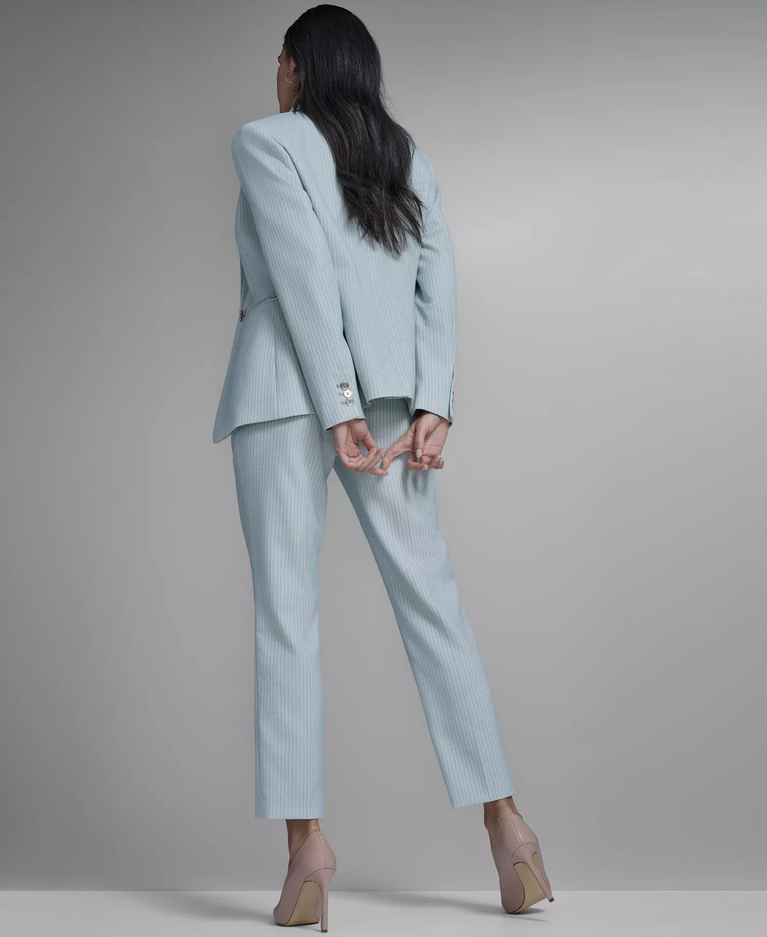 Women's Slim Fit Tonal Stripe Blazer - Harbor Gray Multi - 0