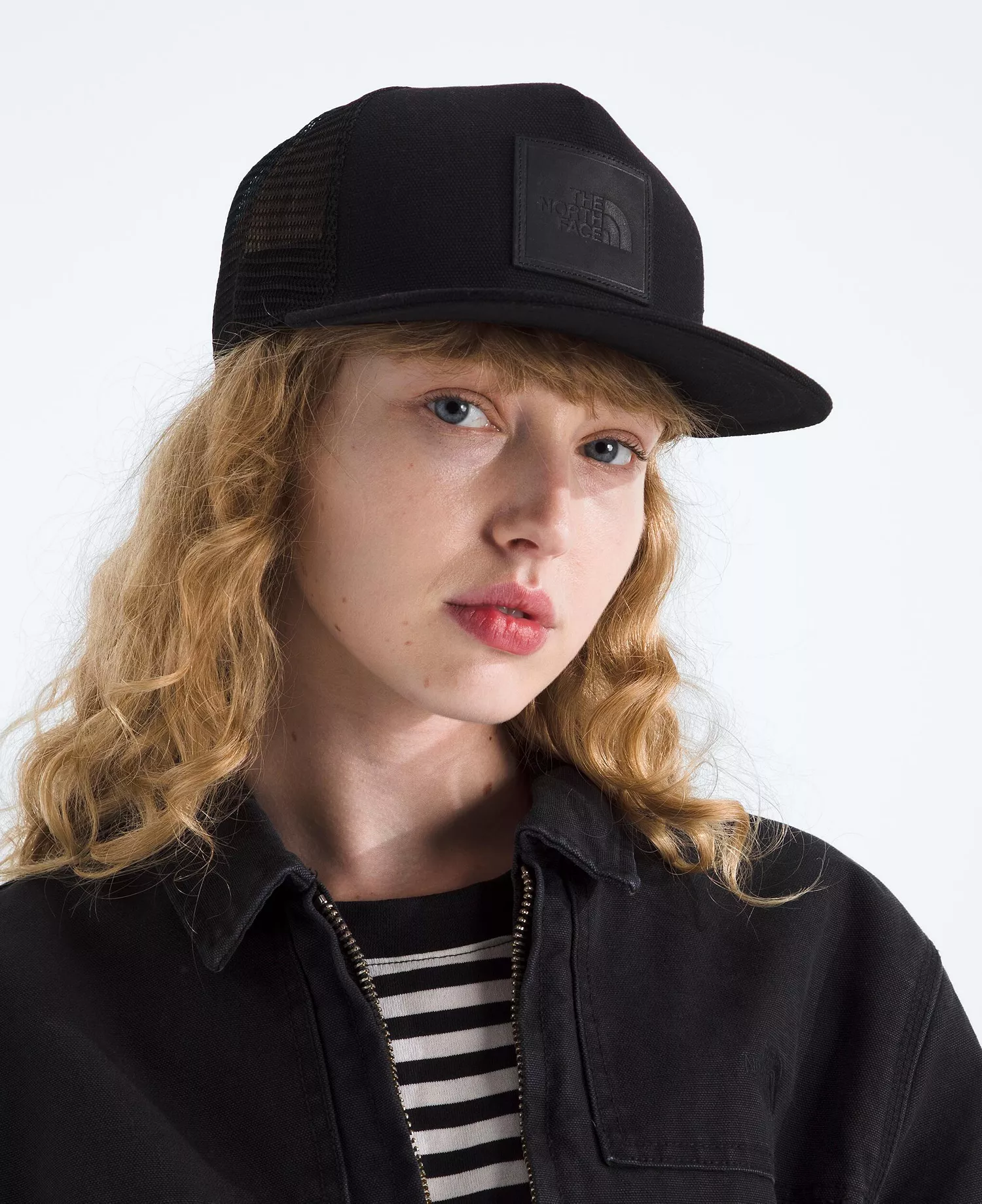 Men's Half Dome Trucker Hat - Black, Leather patch - OS