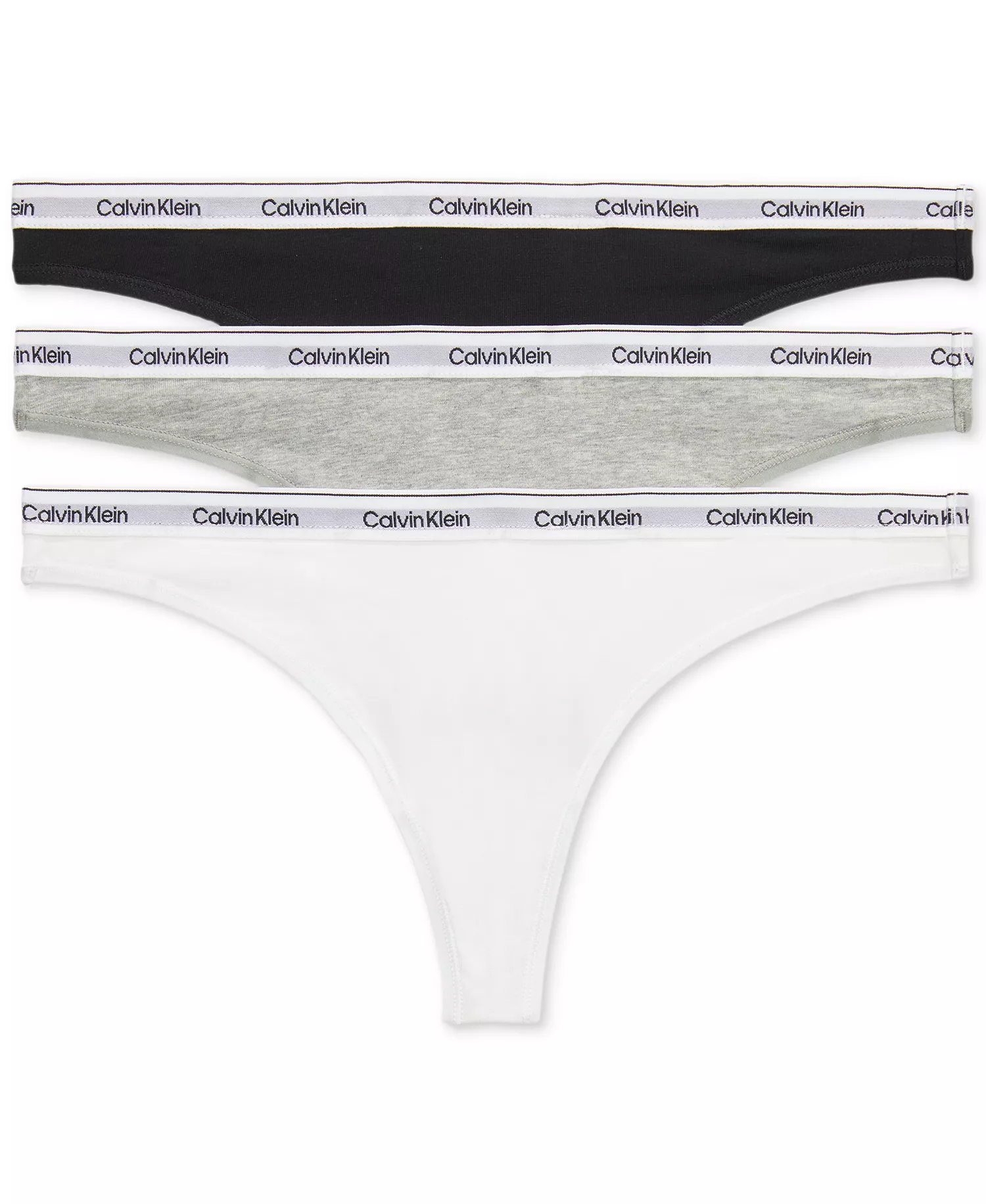 Women's Modern Logo 3-Pack Thong Underwear QD5209 - Black/white/grey Heather - L