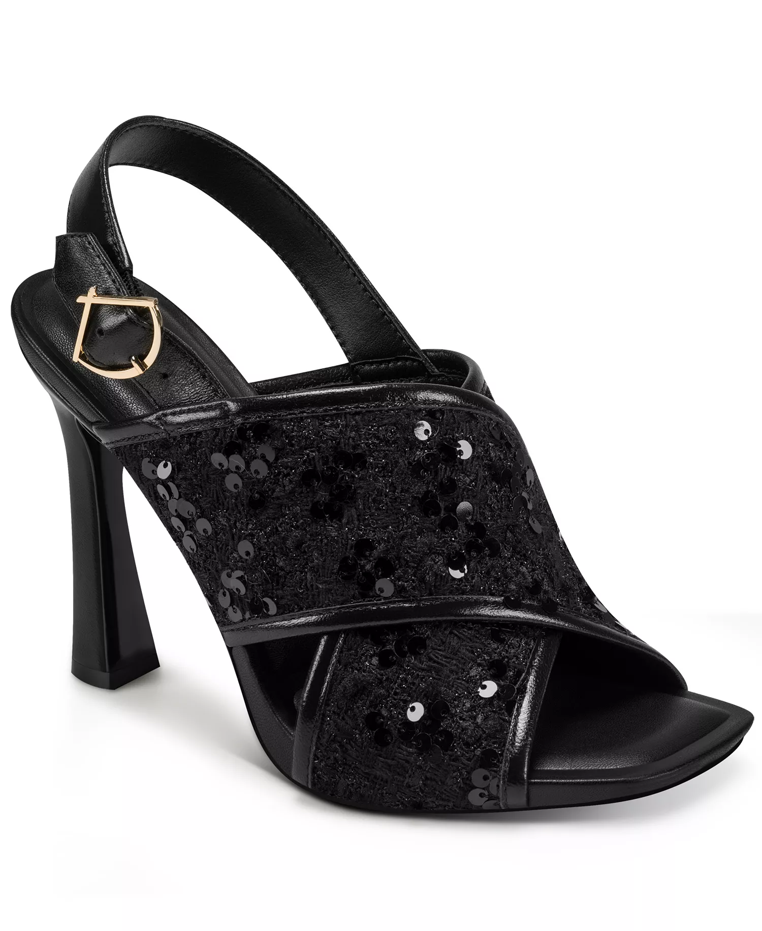 Colbie Crossband Sequin Dress Sandals - Black - 10