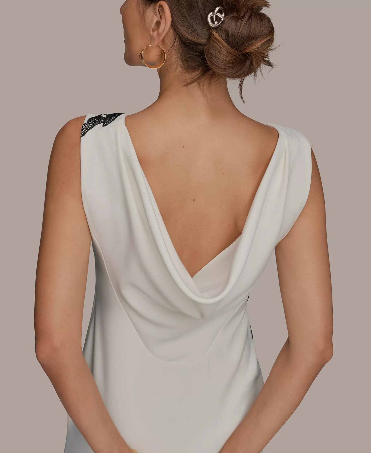 Petite Applique Detail Sheath Dress - Cream/black - 0P