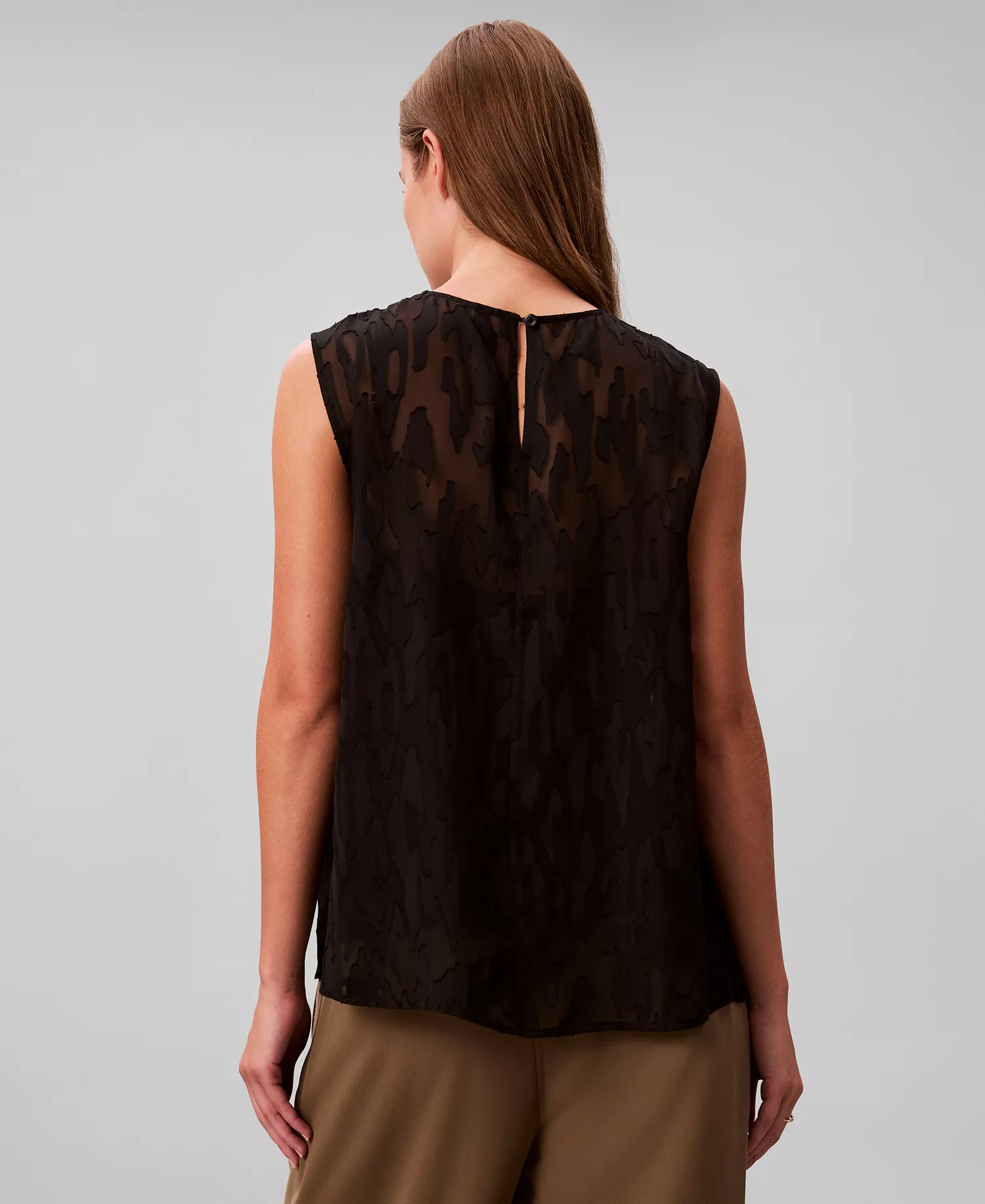 Women's Sleeveless Burnout Blouse - Black - L