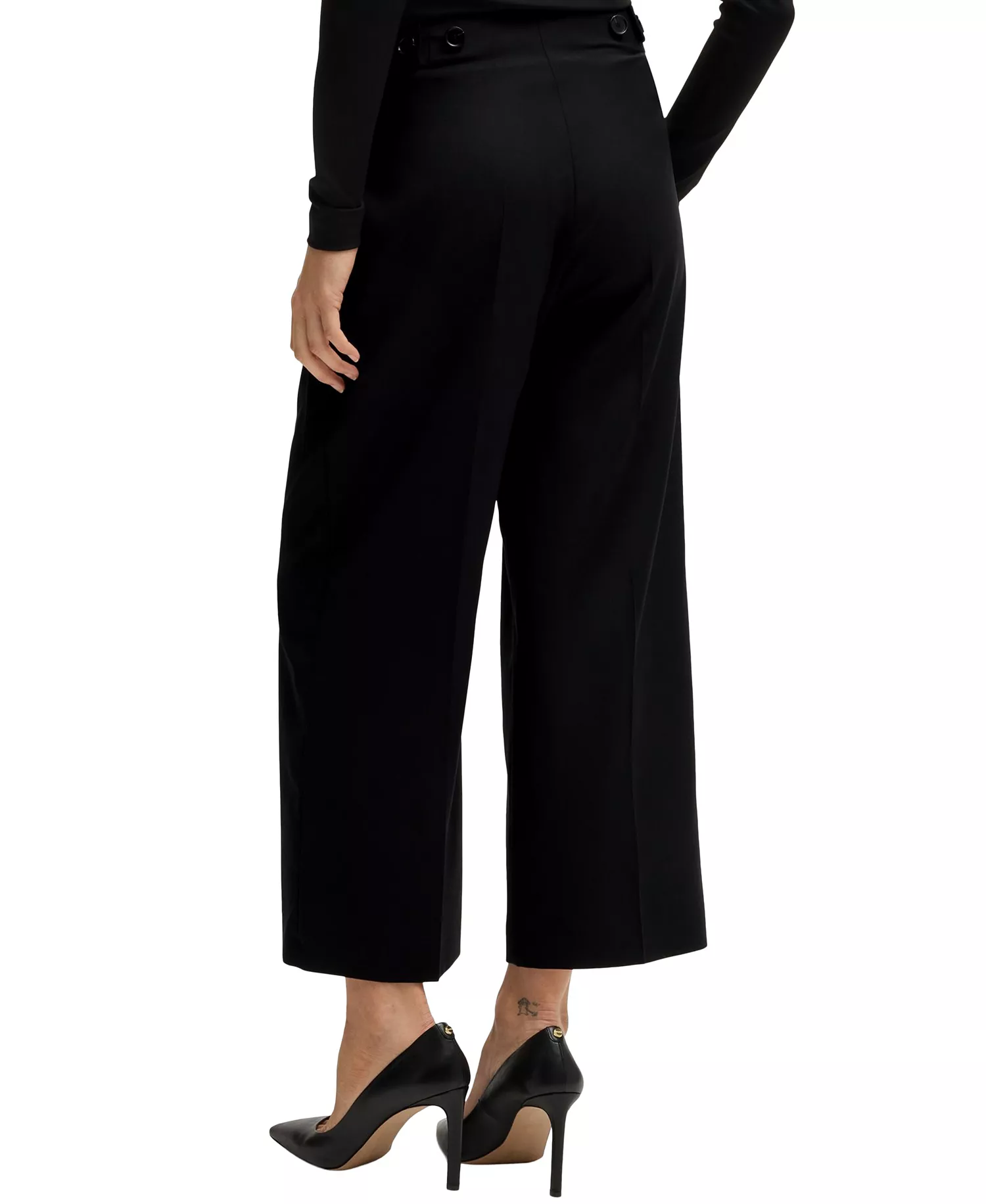Women's Regular-Fit High-Waisted Trousers - Black - 6