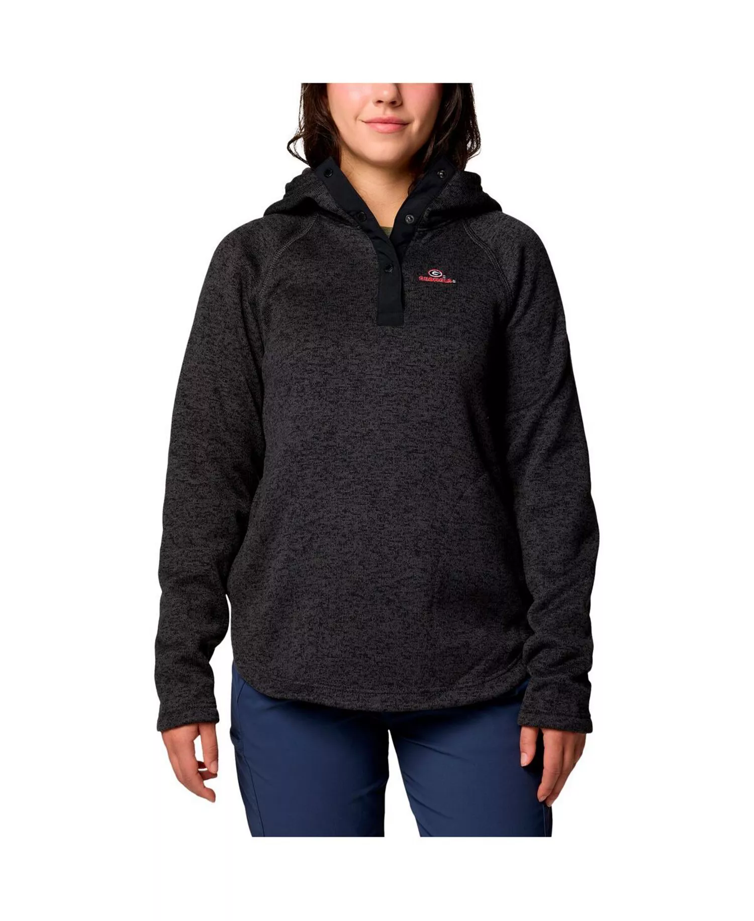 Women's Black Georgia Bulldogs Sweater Weather Raglan Pullover Hoodie - Black - L