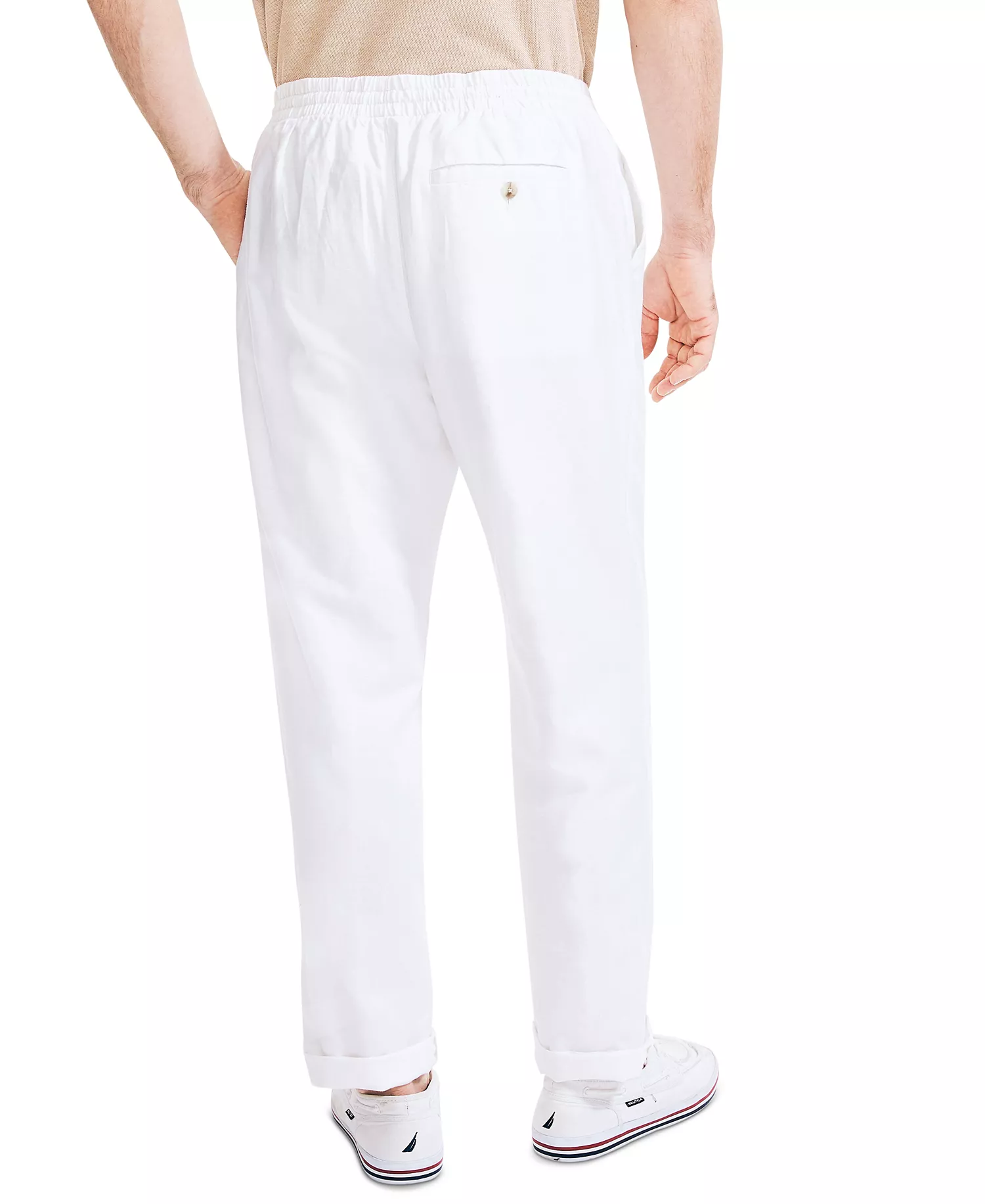 Men's Classic-Fit Elastic Drawstring Linen Pant - Bright White - 2XL