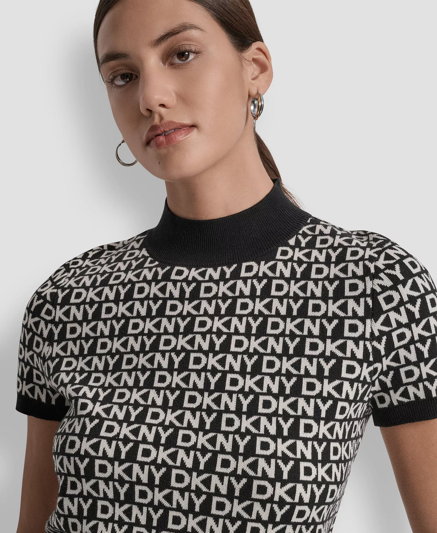 Petite Short Sleeve Logo Sweater - Black Eggnog - PS