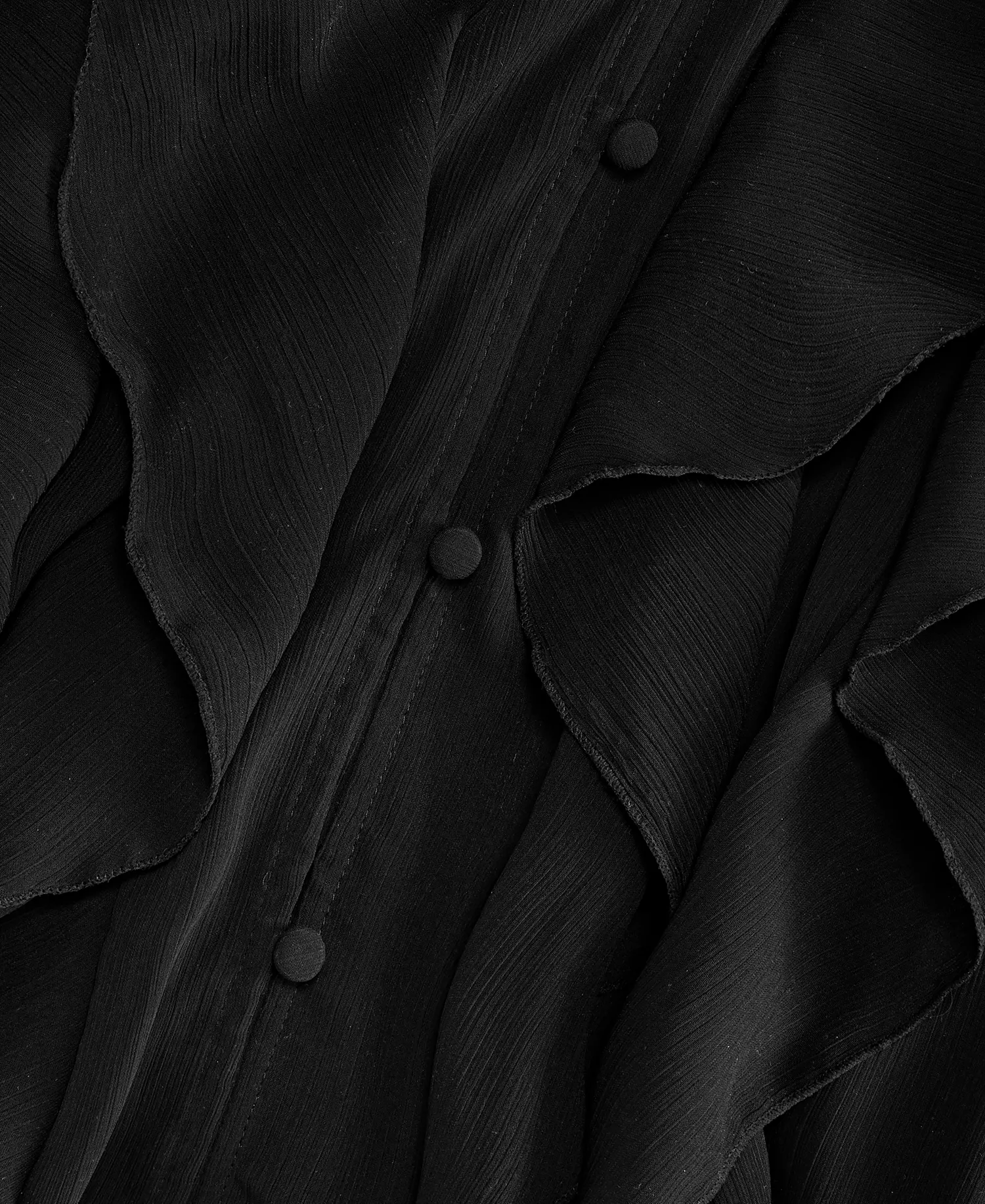 Women's Long-Sleeve Ruffled Blouse, Macy's Exclusive - Deep Black - L