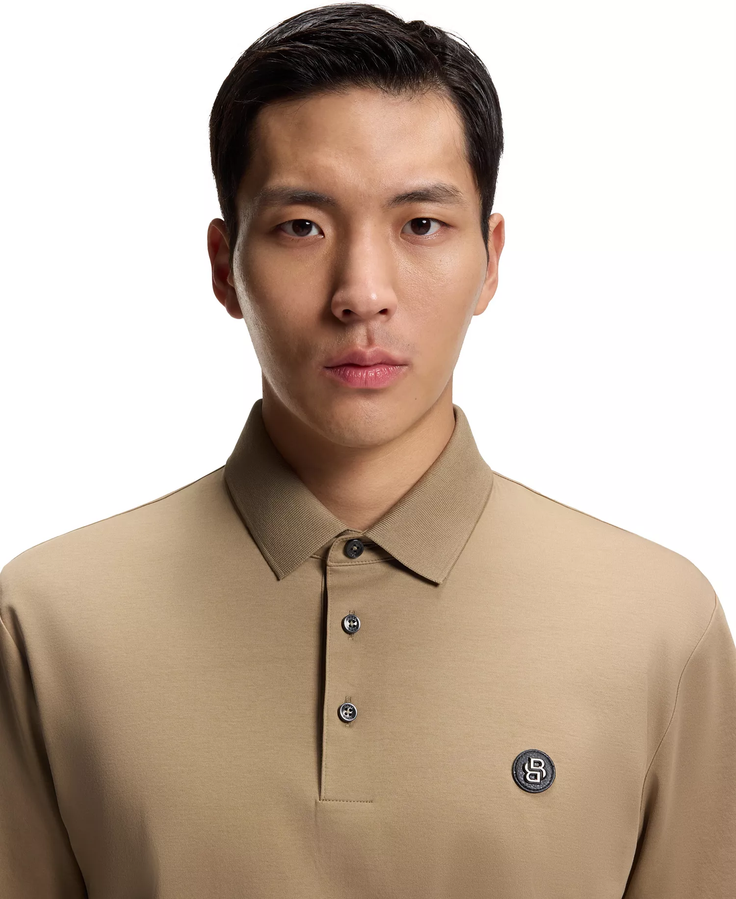 Men's Mercerized-Cotton Double B Monogram Polo Shirt - Dark Beige - L