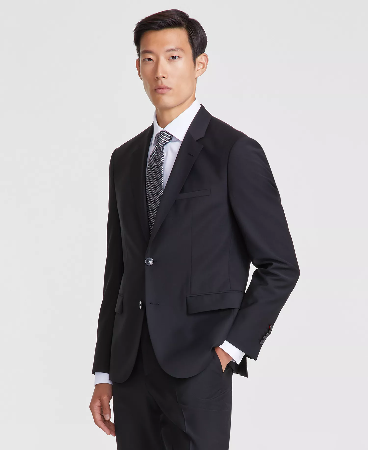 Men Modern-Fit Wool Blend Suit - Black - 36R