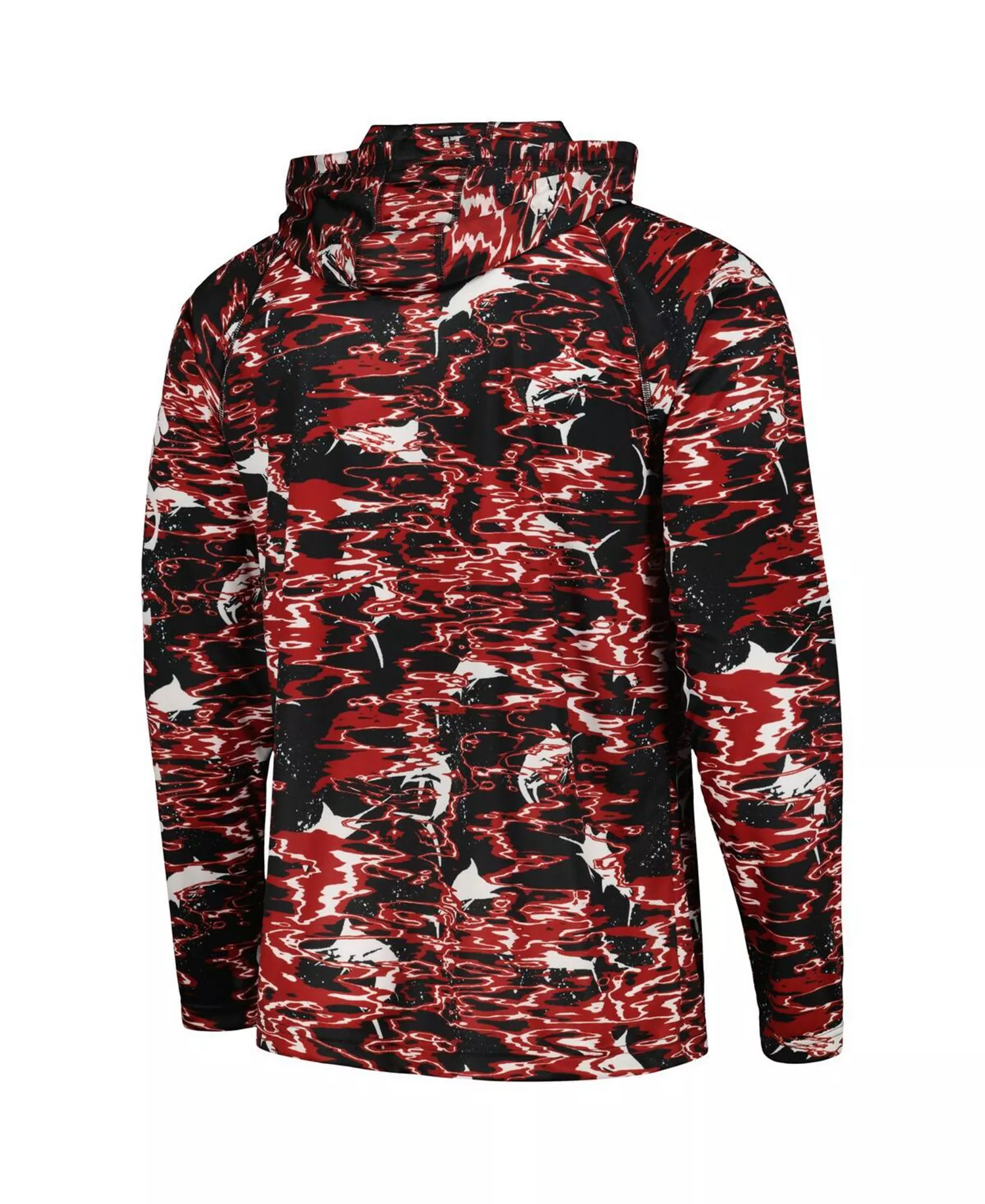 Men's  Black Arkansas Razorbacks PFG Terminal Tackle Omni-Shade Rippled Long Sleeve Hooded T-shirt - Black - L