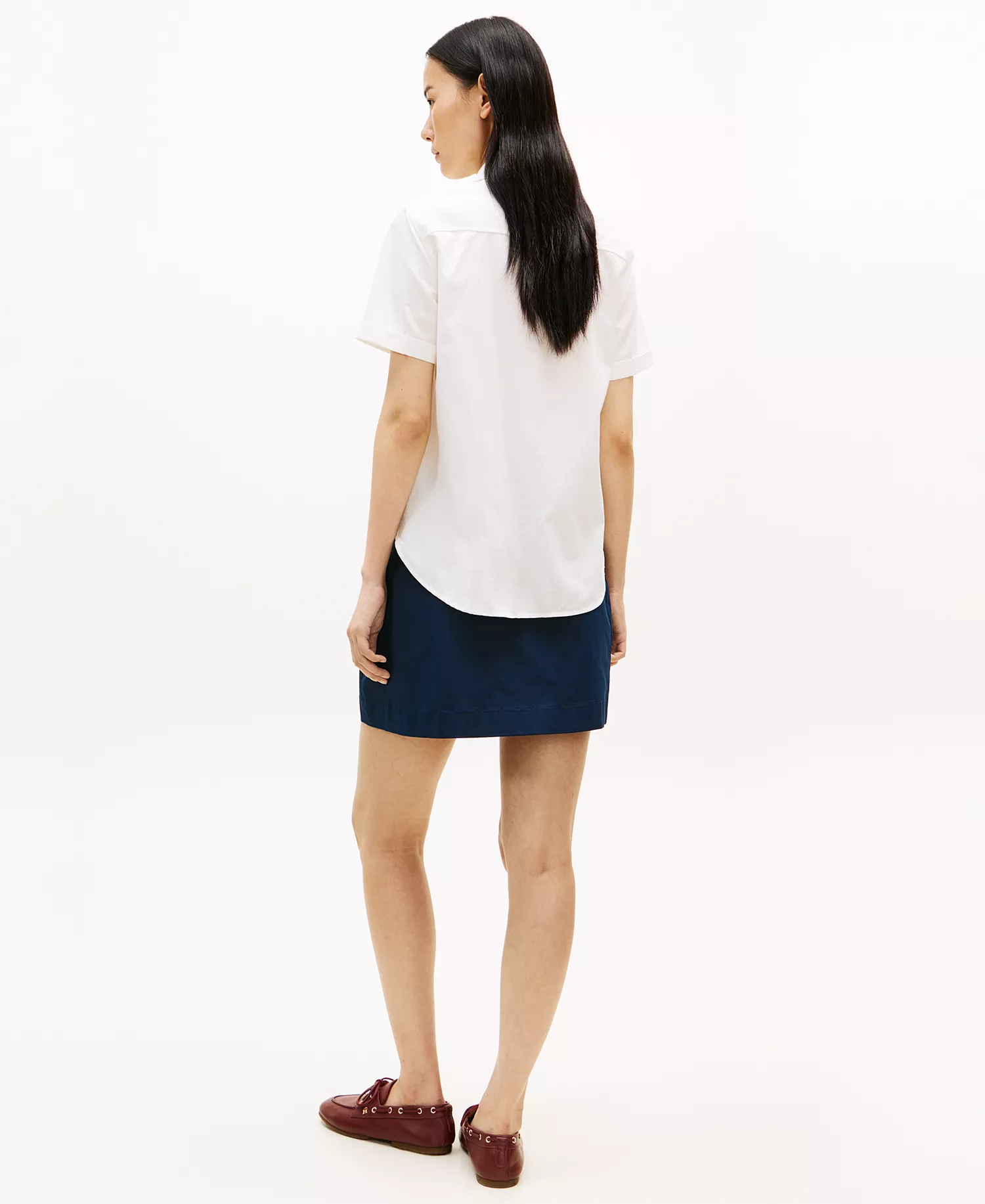 Women's Classic Poplin Solid Short-Sleeve Shirt - Ecru - L