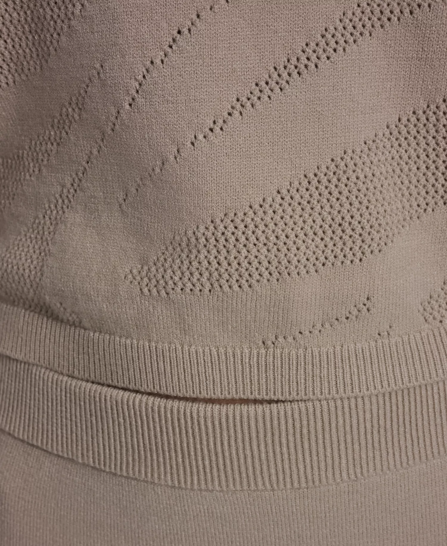 Women's Crewneck Zebra Pointelle Cropped Sweater - Pebble - L