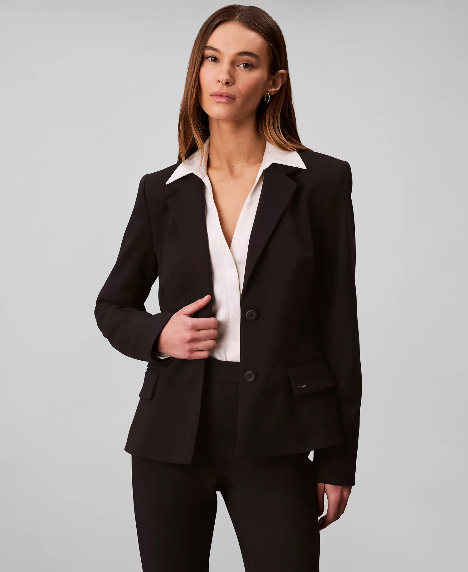 Women's Slim-Fit Ponte Tailored Blazer - Black - 10