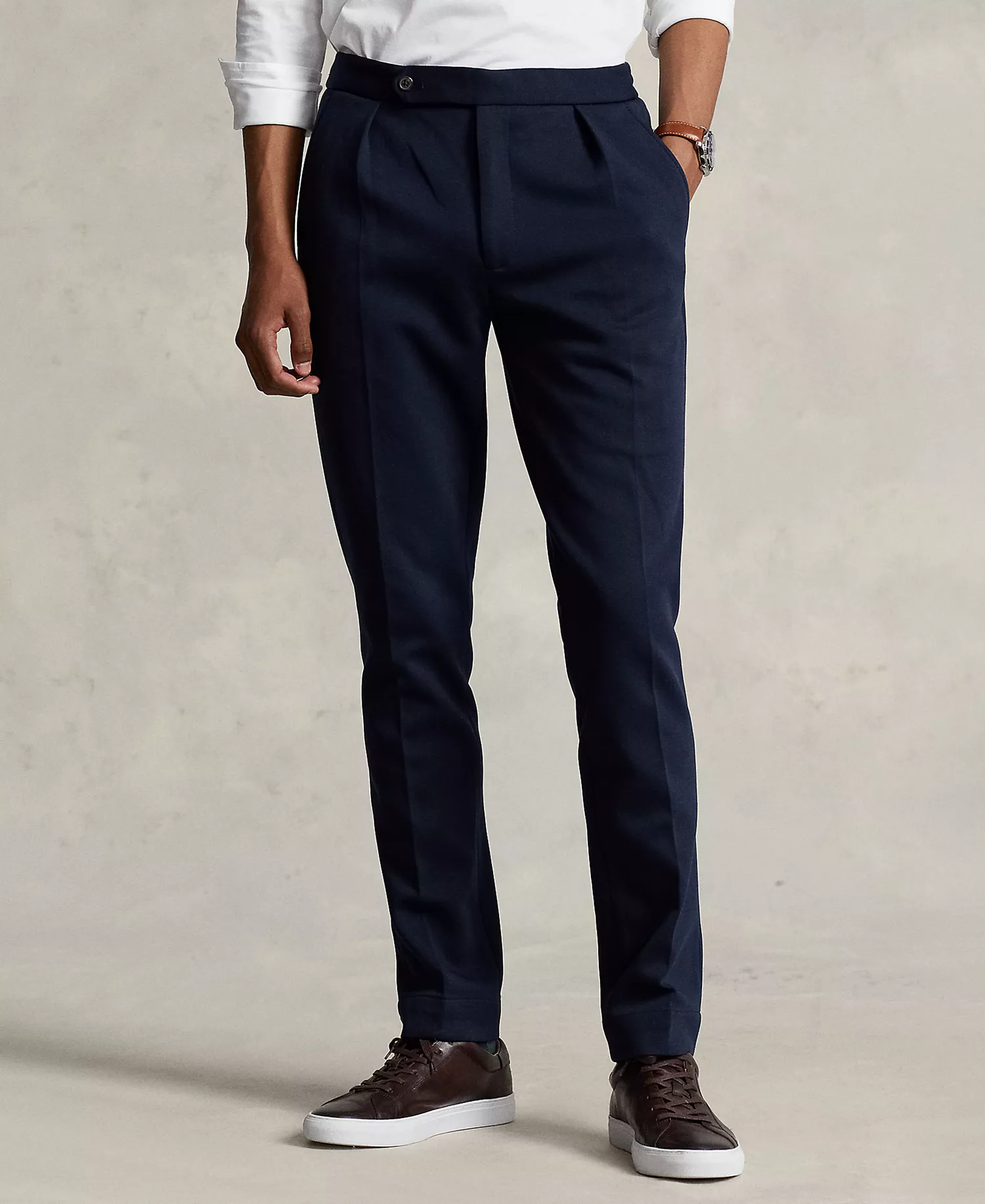 Men's Pleated Double-Knit Suit Trousers - Aviator Navy - 32x32