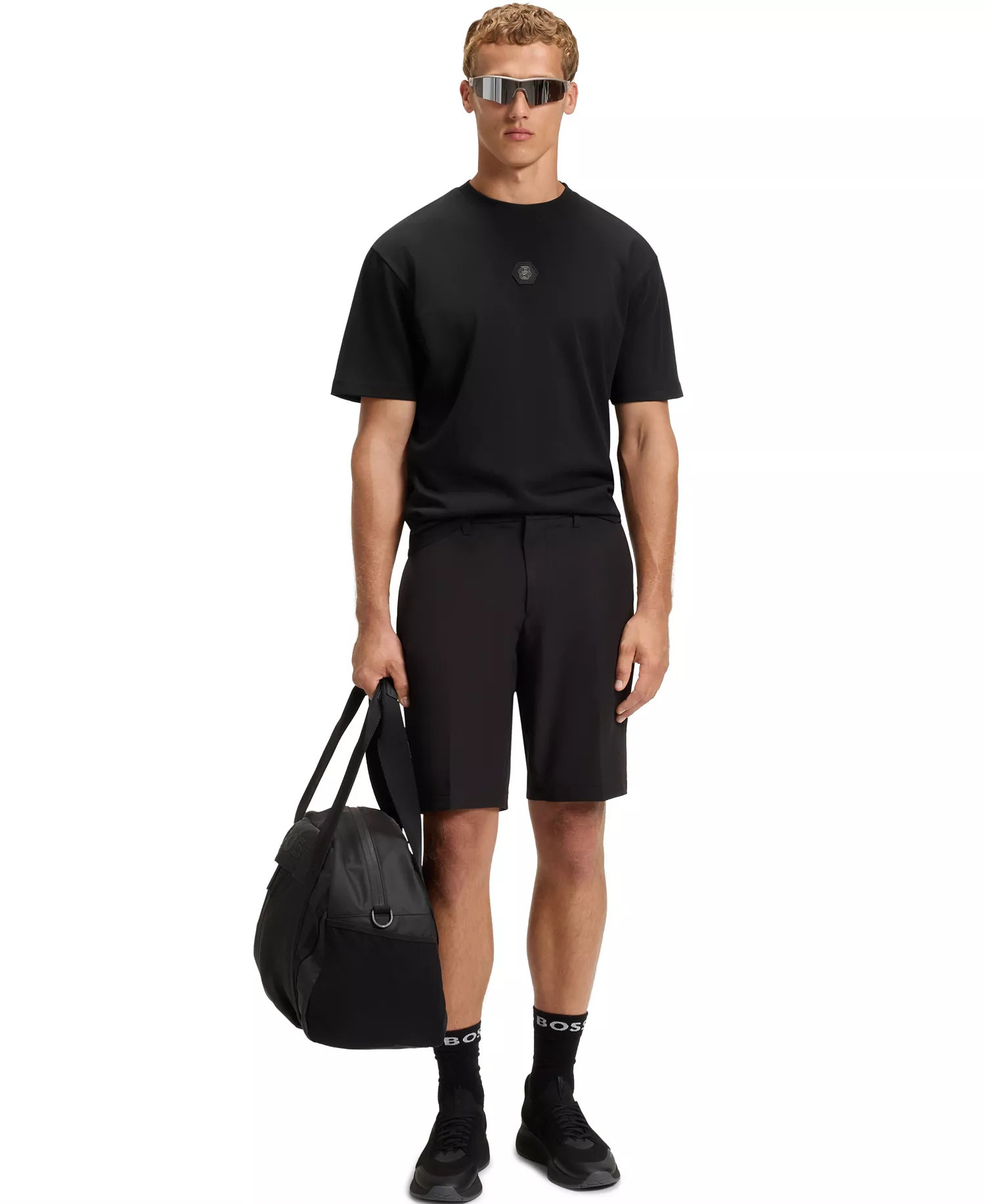 Men's Double B Monogram Cotton-Jersey T-Shirt - Black - 2XL