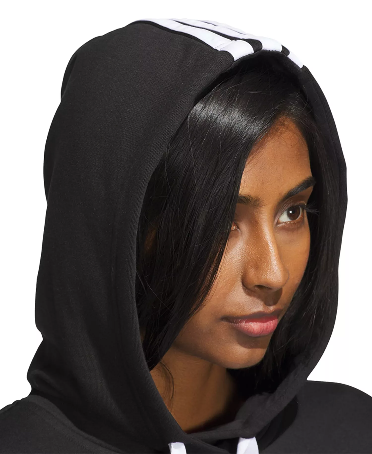 Women's Fleece 3-Stripes Loose-Fit Hoodie - Black/white - L