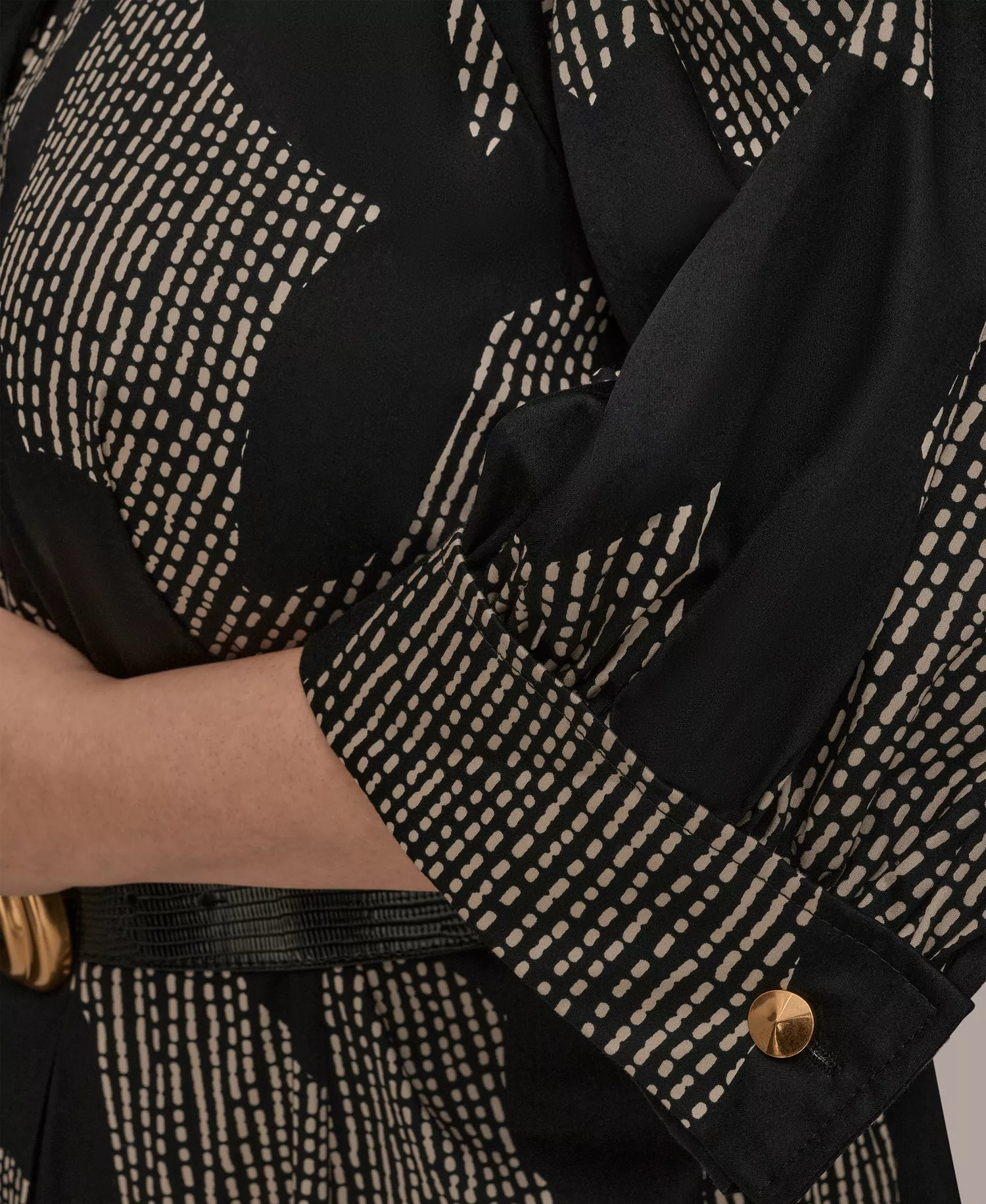 Plus Size Belted Shirt Dress - Black/Sand - 14W