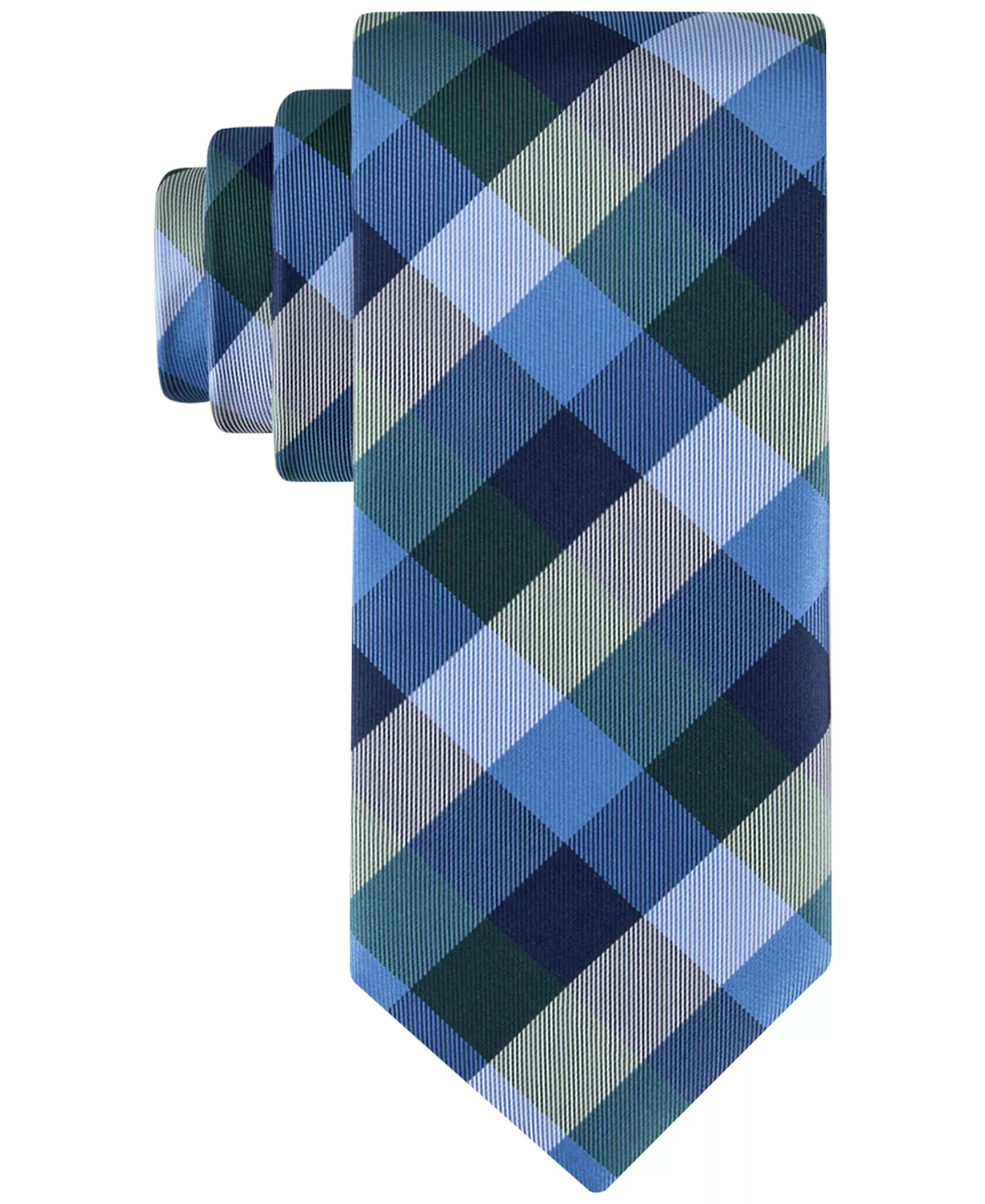 Men's Buffalo Plaid Tartan Tie - Green - ONE SIZE