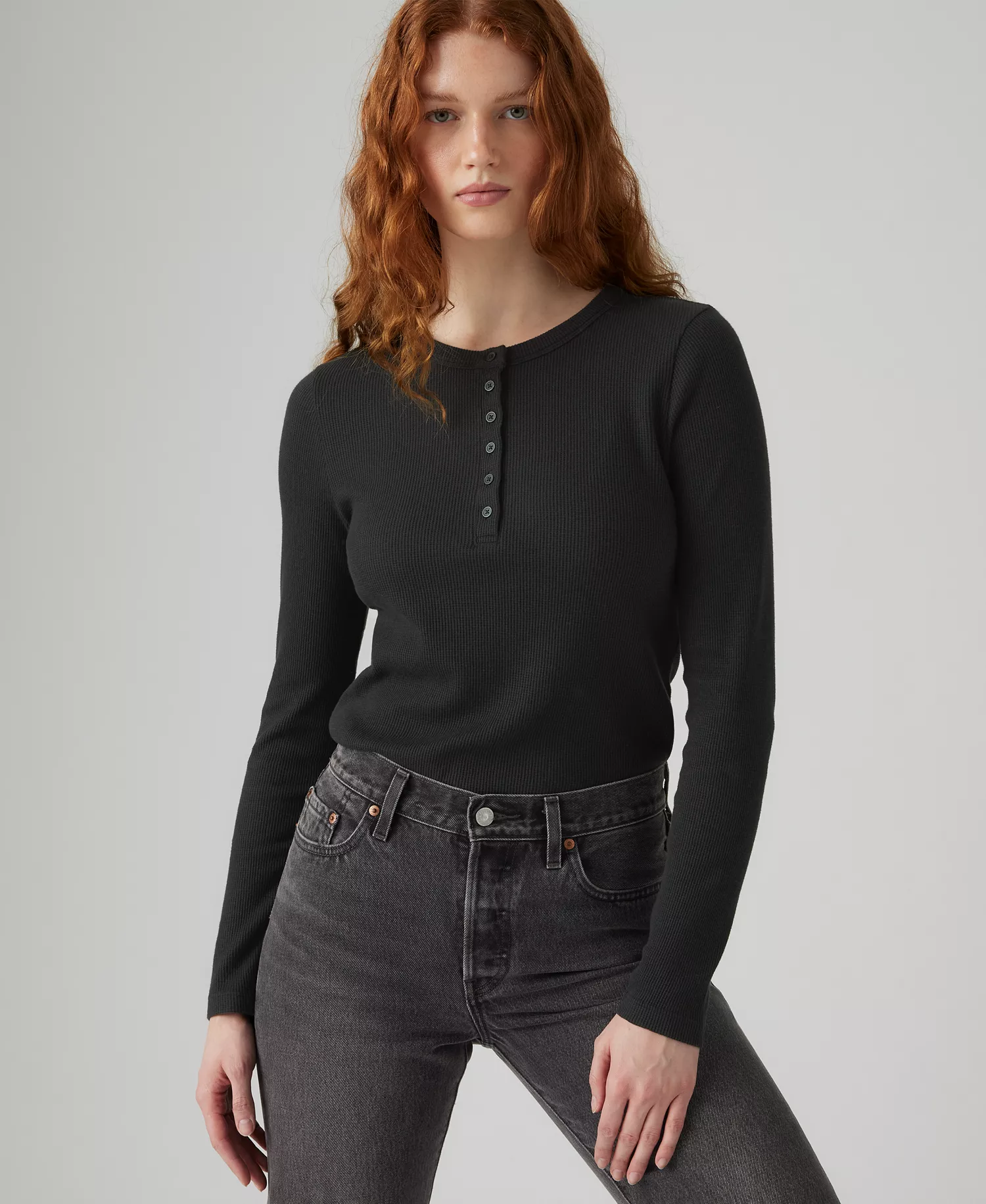 Women's Dana Henley Long Sleeve Top - Anthracite Night - L