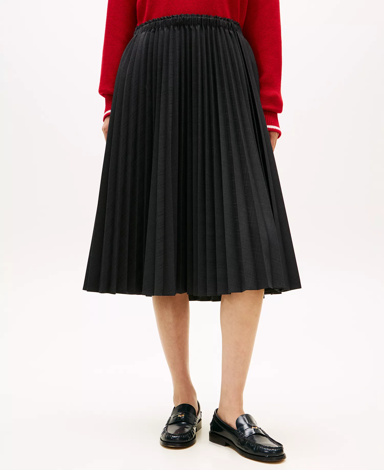 Women's Check Pleated Skirt - Gray - 34
