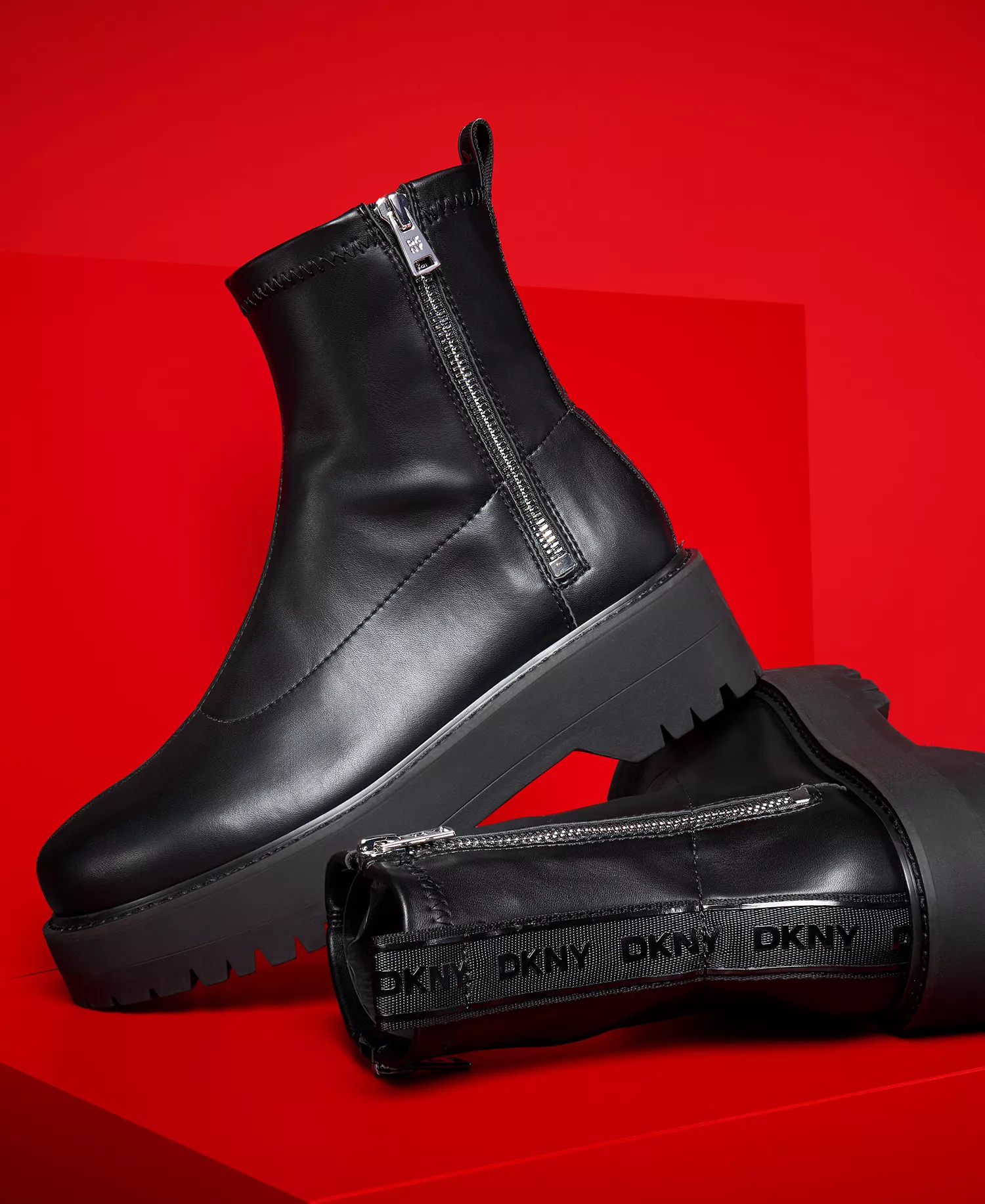 Women's Balthid Lug Booties - Black Nappa - 10M