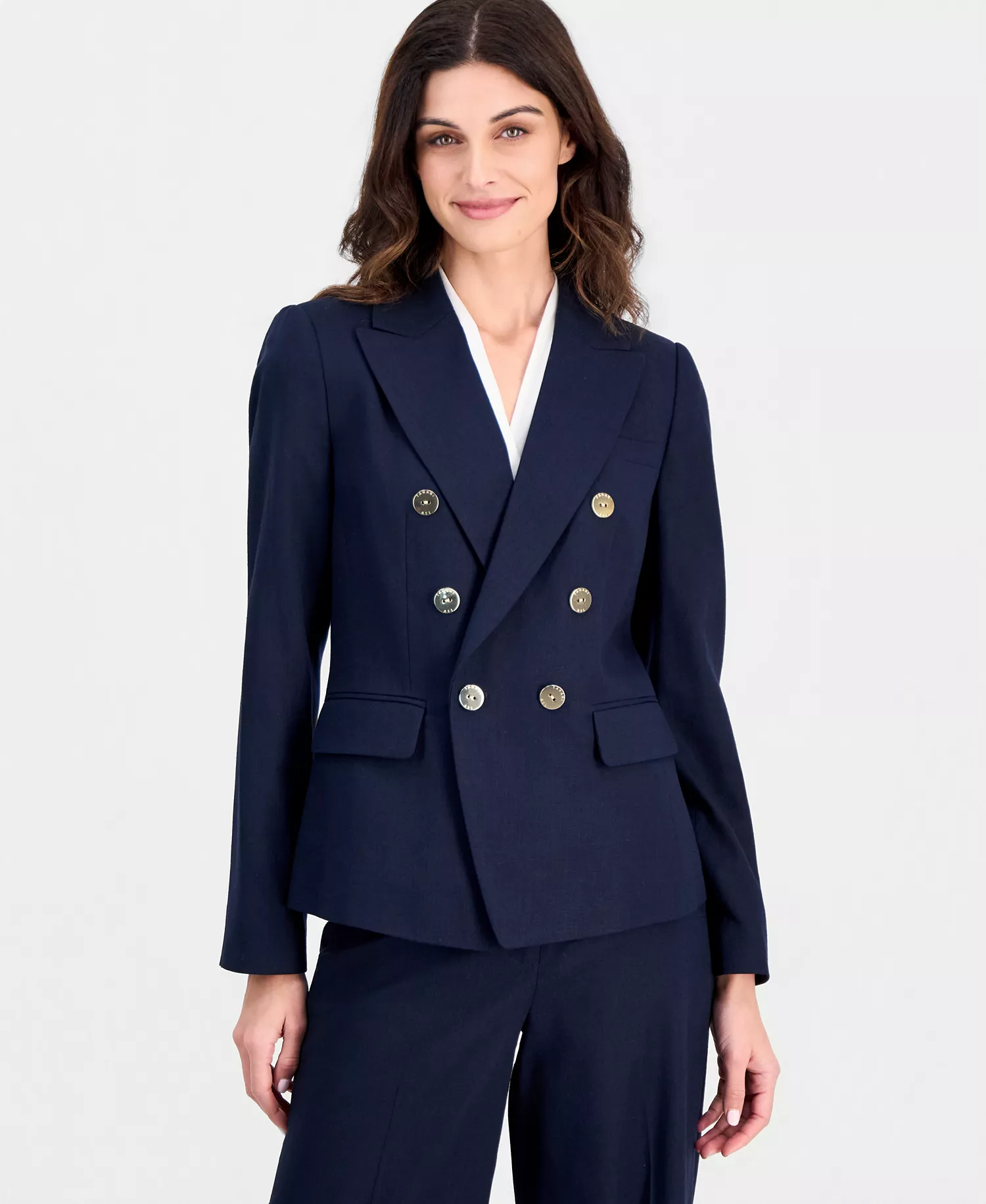 Women's Asymmetric Double-Breasted Blazer - New Navy - 10