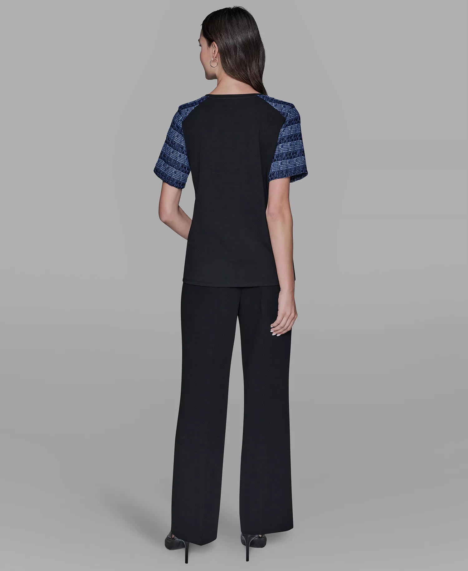 Women's Raglan Short-Sleeve Blouse - Black - L