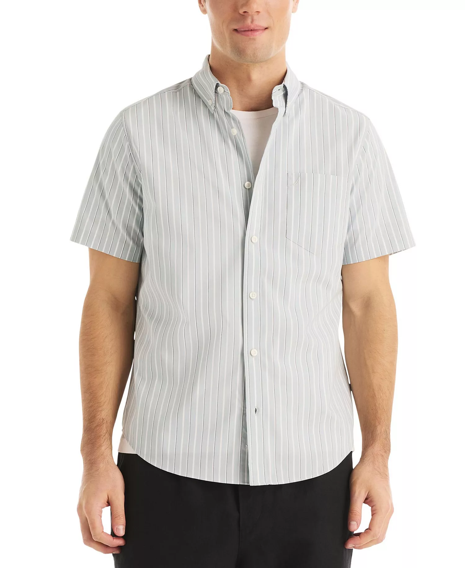 Men's Short Sleeve Stripe Shirt - Dusk Sky - L