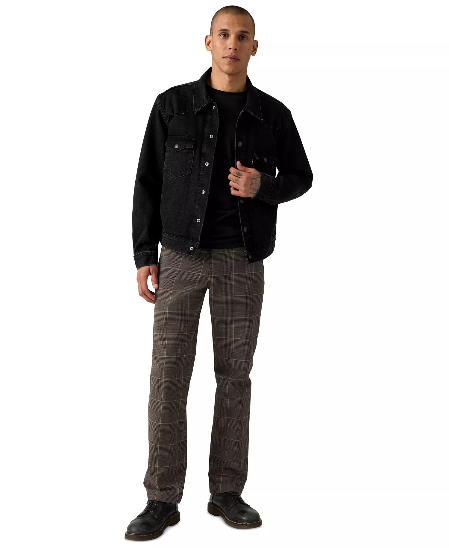 Men's Regular-Fit Straight-Leg Pants - Kunzite plaid bungee cord - 28x30