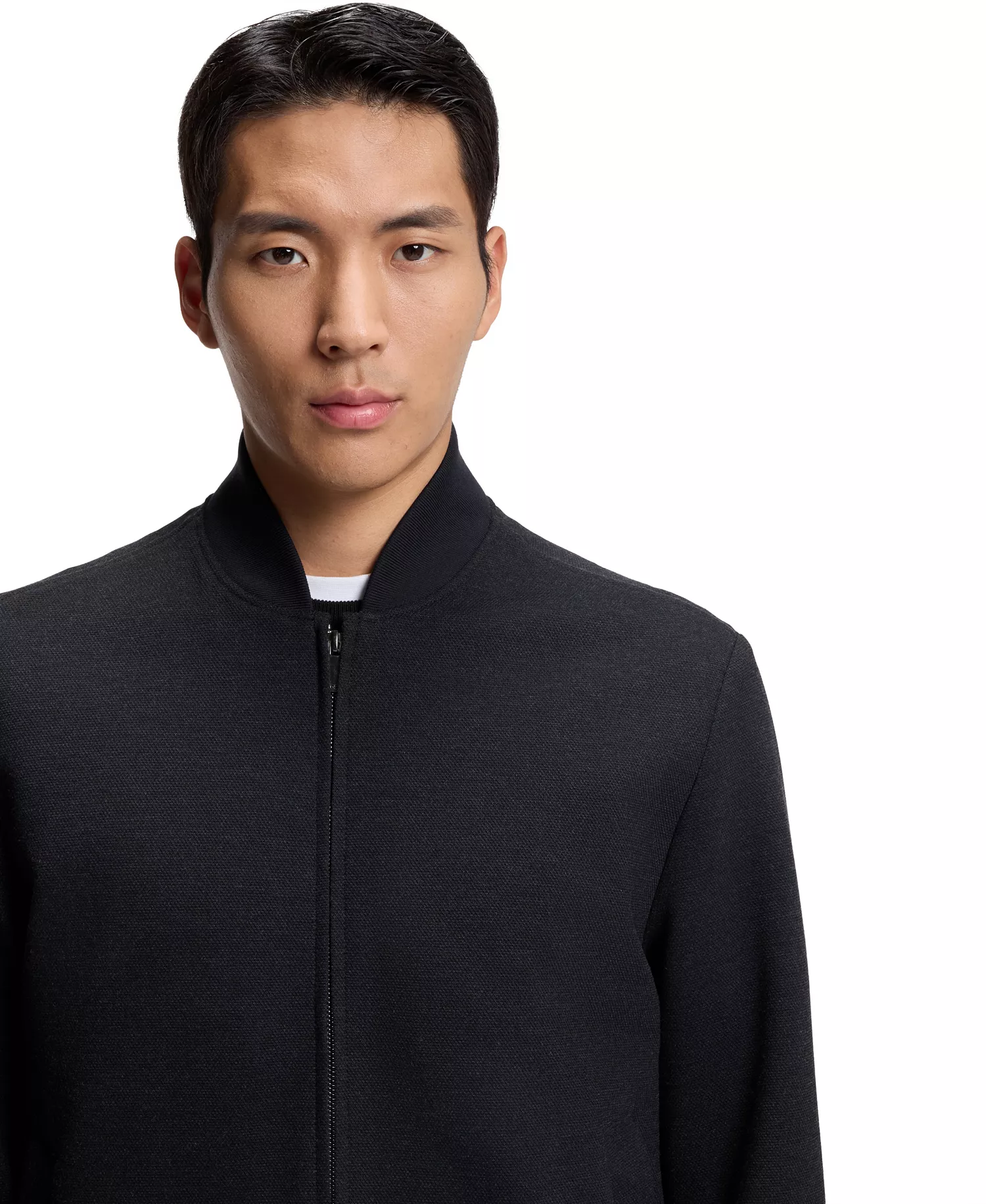 Men's Fabric Slim-Fit Jacket - Dark Blue - 36R