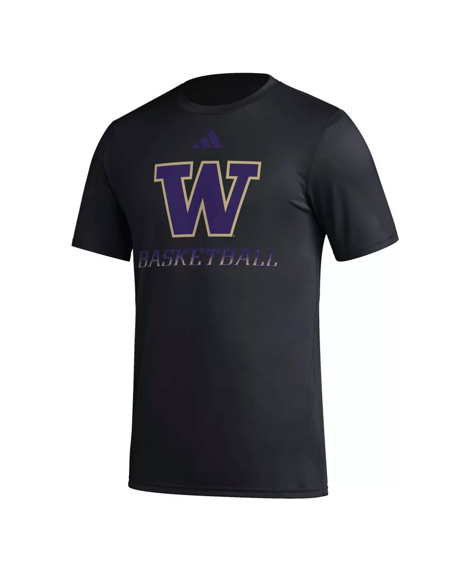 Men's Black Washington Huskies Fadeaway Basketball Pregame AEROREADY T-Shirt - Black - XL